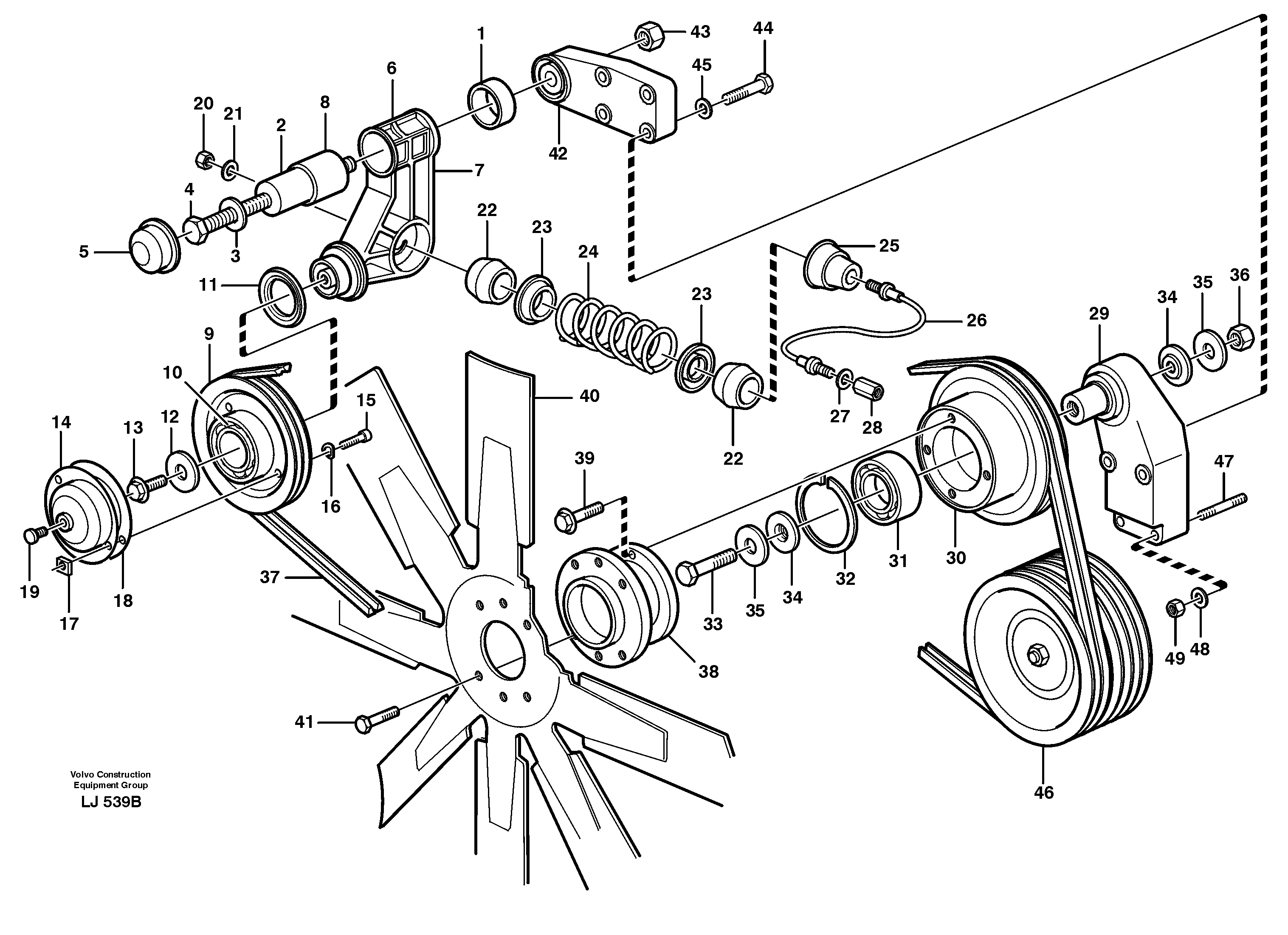 Схема запчастей Volvo EC230B - 46490 Fan and installation components EC230B SER NO 5252-