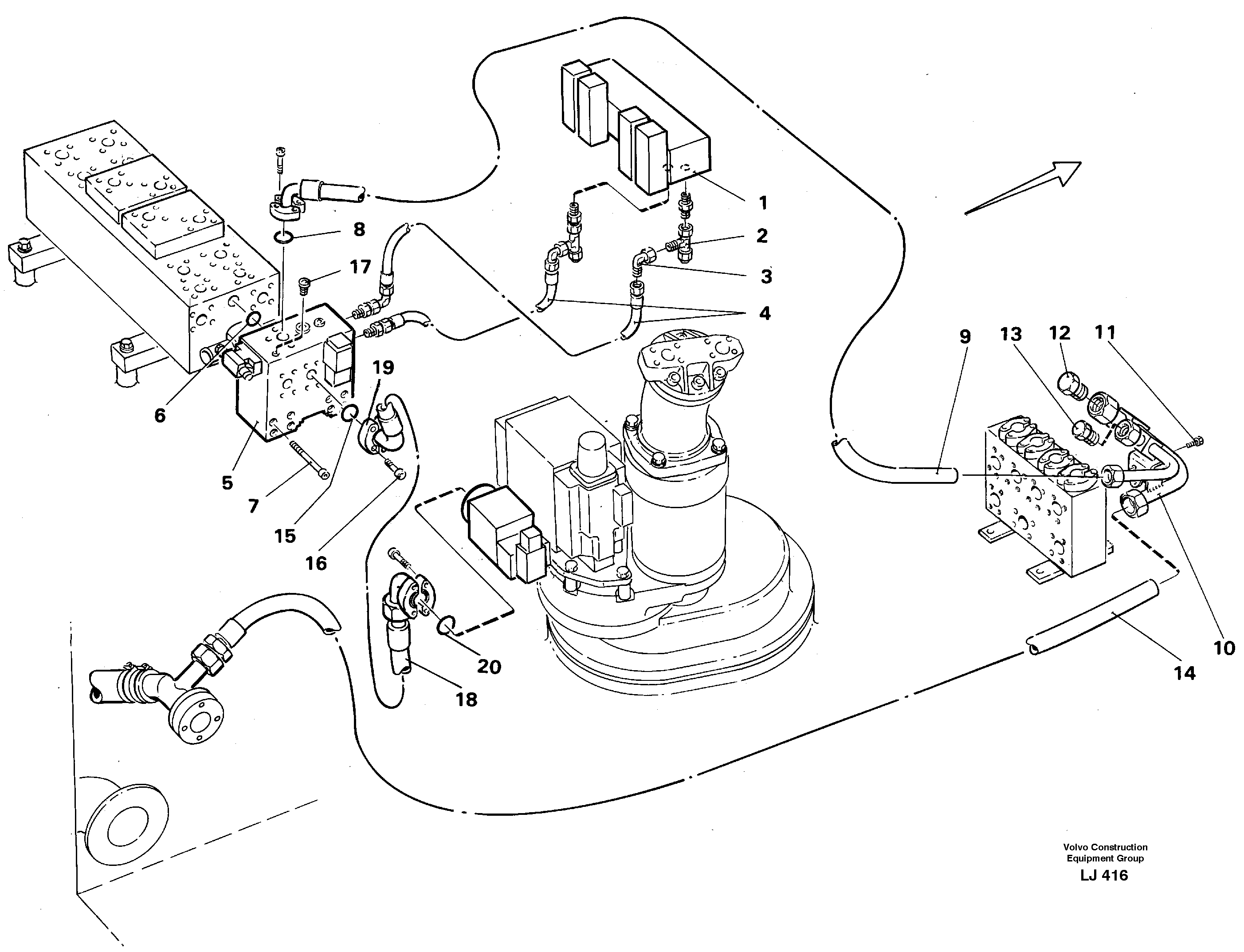 Схема запчастей Volvo EC230B - 85687 Hammer hydraulics in base machine, 2 pumps EC230B SER NO 5252-