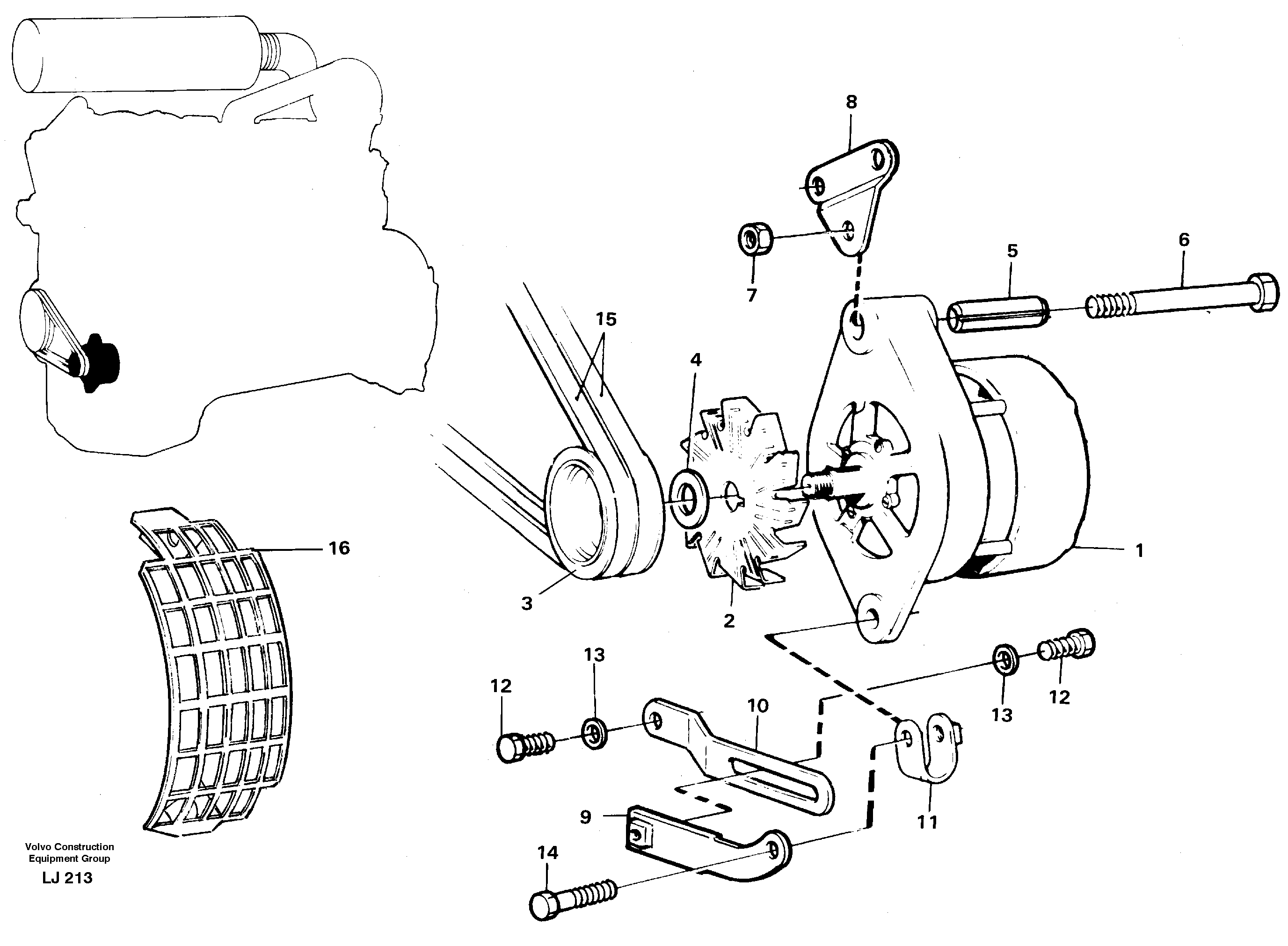 Схема запчастей Volvo EC230B - 46499 Alternator, assembly EC230B SER NO 5252-