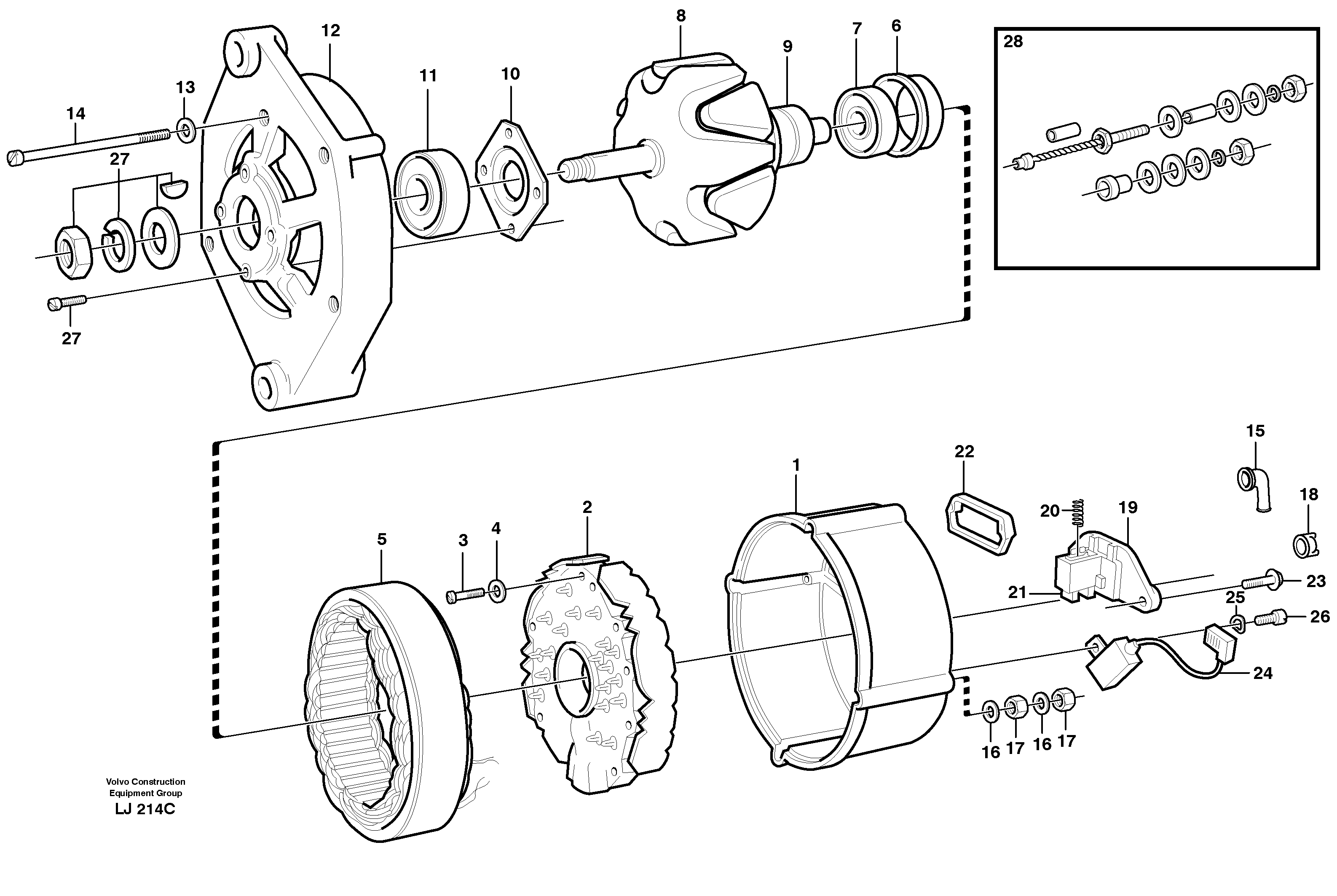 Схема запчастей Volvo EC230B - 34411 Alternator EC230B SER NO 5252-