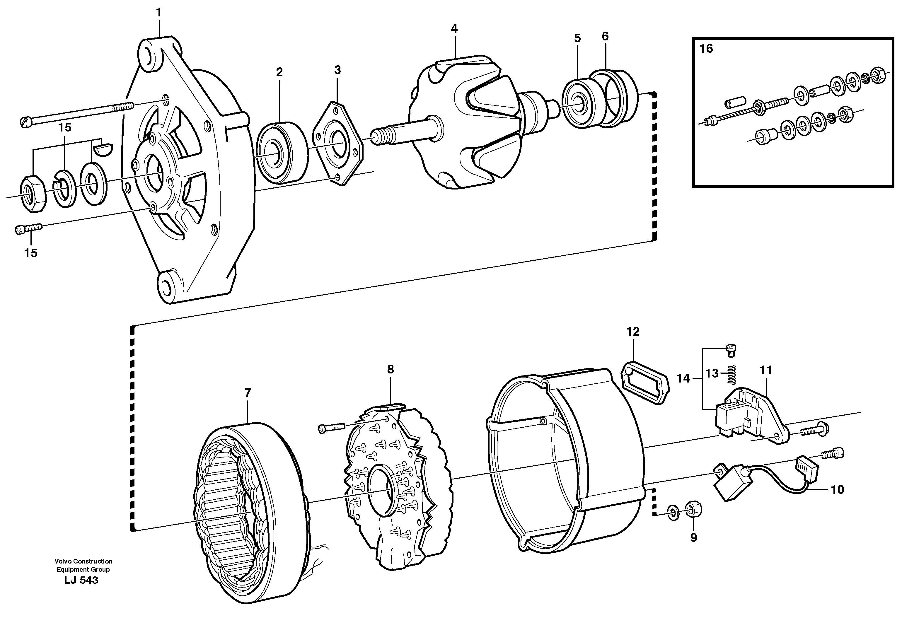 Схема запчастей Volvo EC230B - 34412 Alternator, 80a EC230B SER NO 5252-