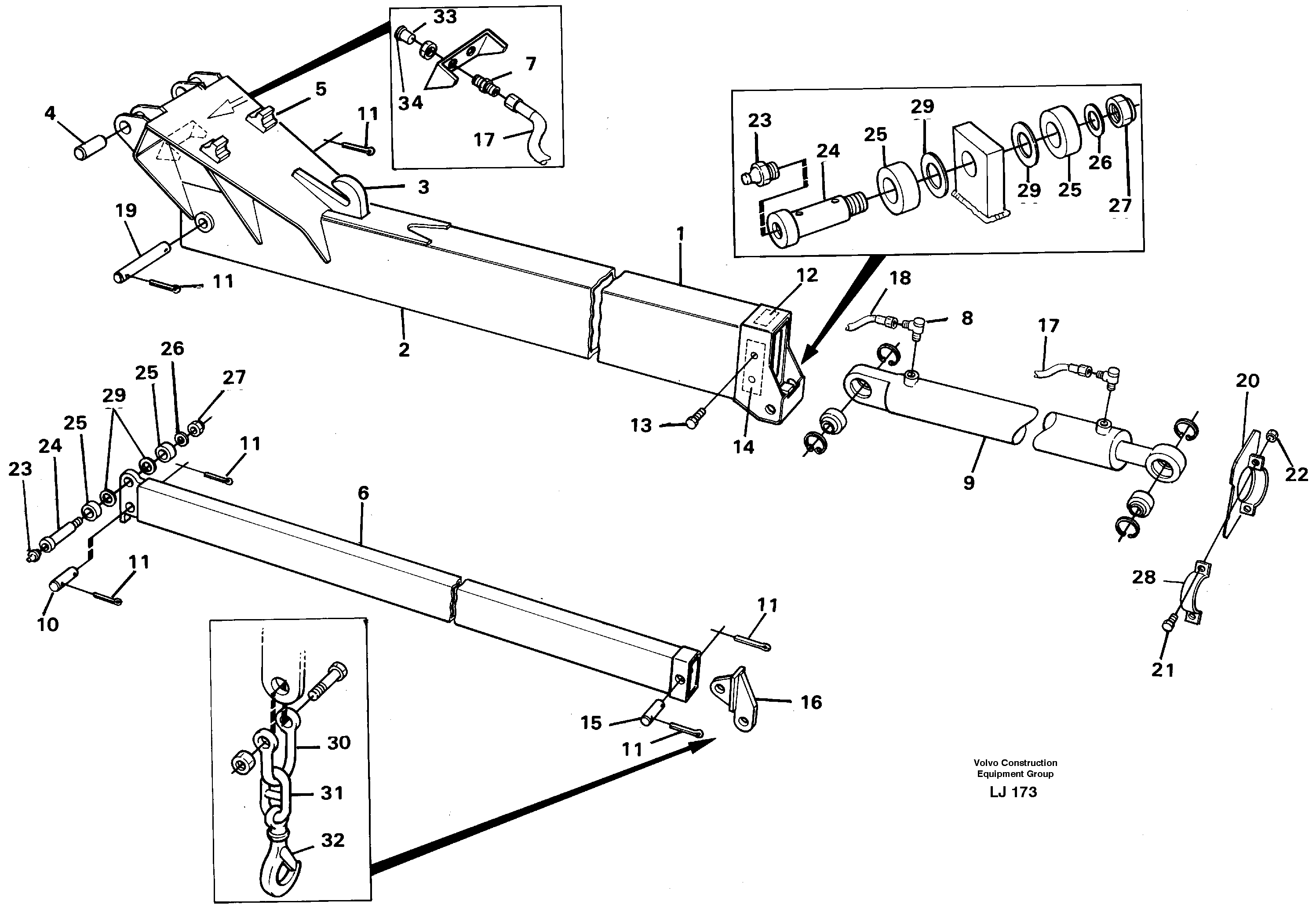 Схема запчастей Volvo EC230B - 57514 Jib EC230B SER NO 5252-