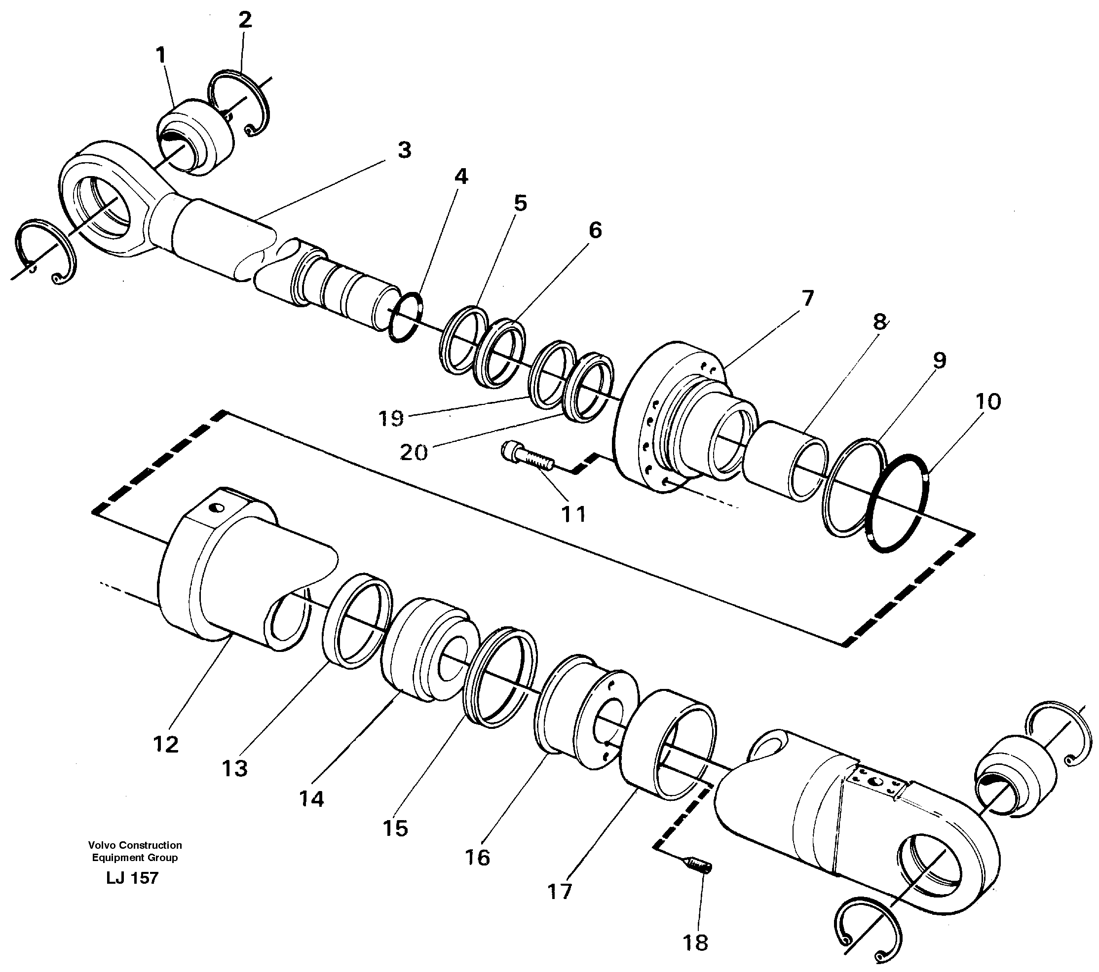 Схема запчастей Volvo EC230B - 49480 Knuckle cylinder EC230B SER NO 5252-