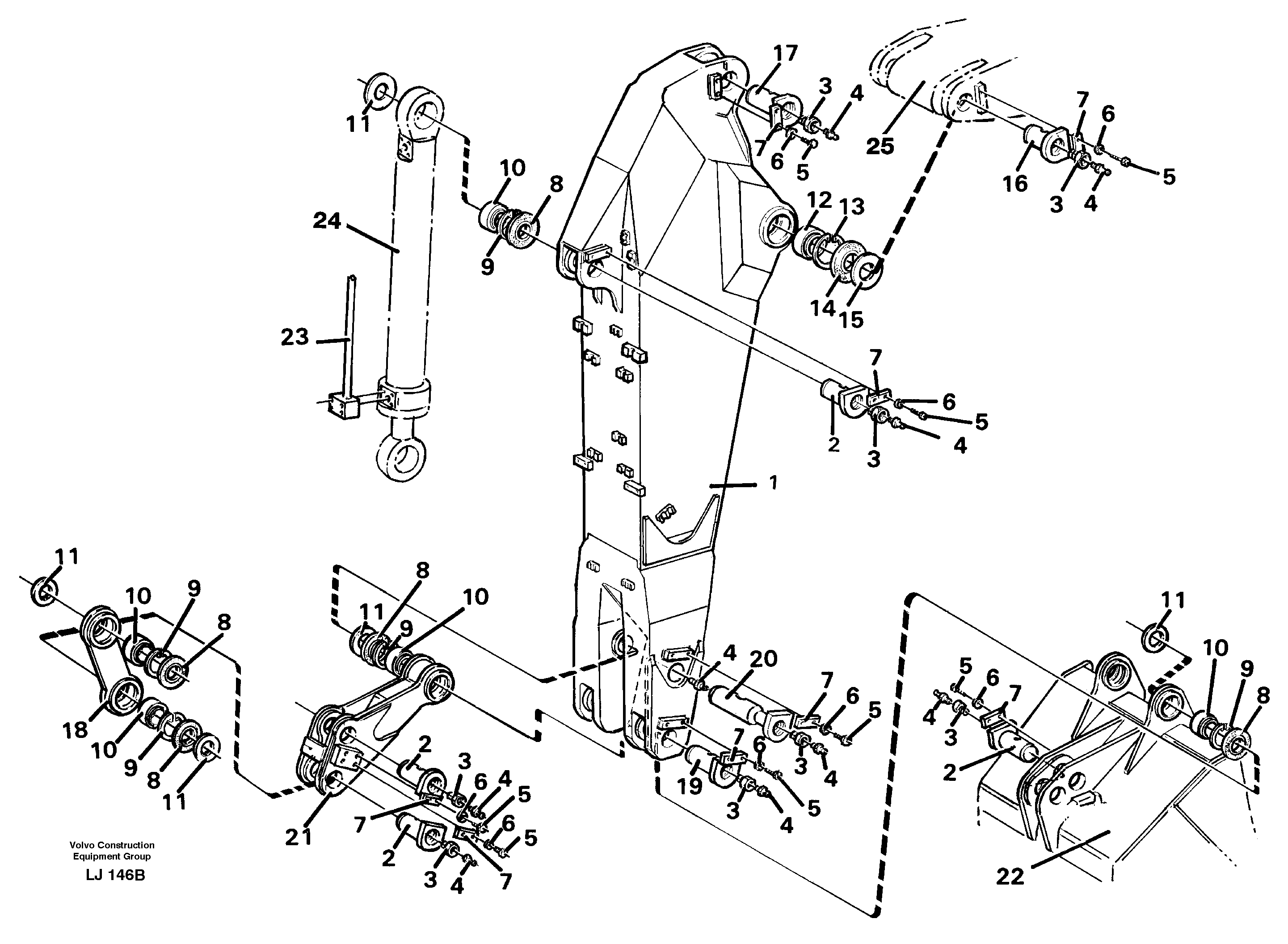 Схема запчастей Volvo EC230B - 47286 Backhoe dipper arm 2.25m EC230B SER NO 5252-