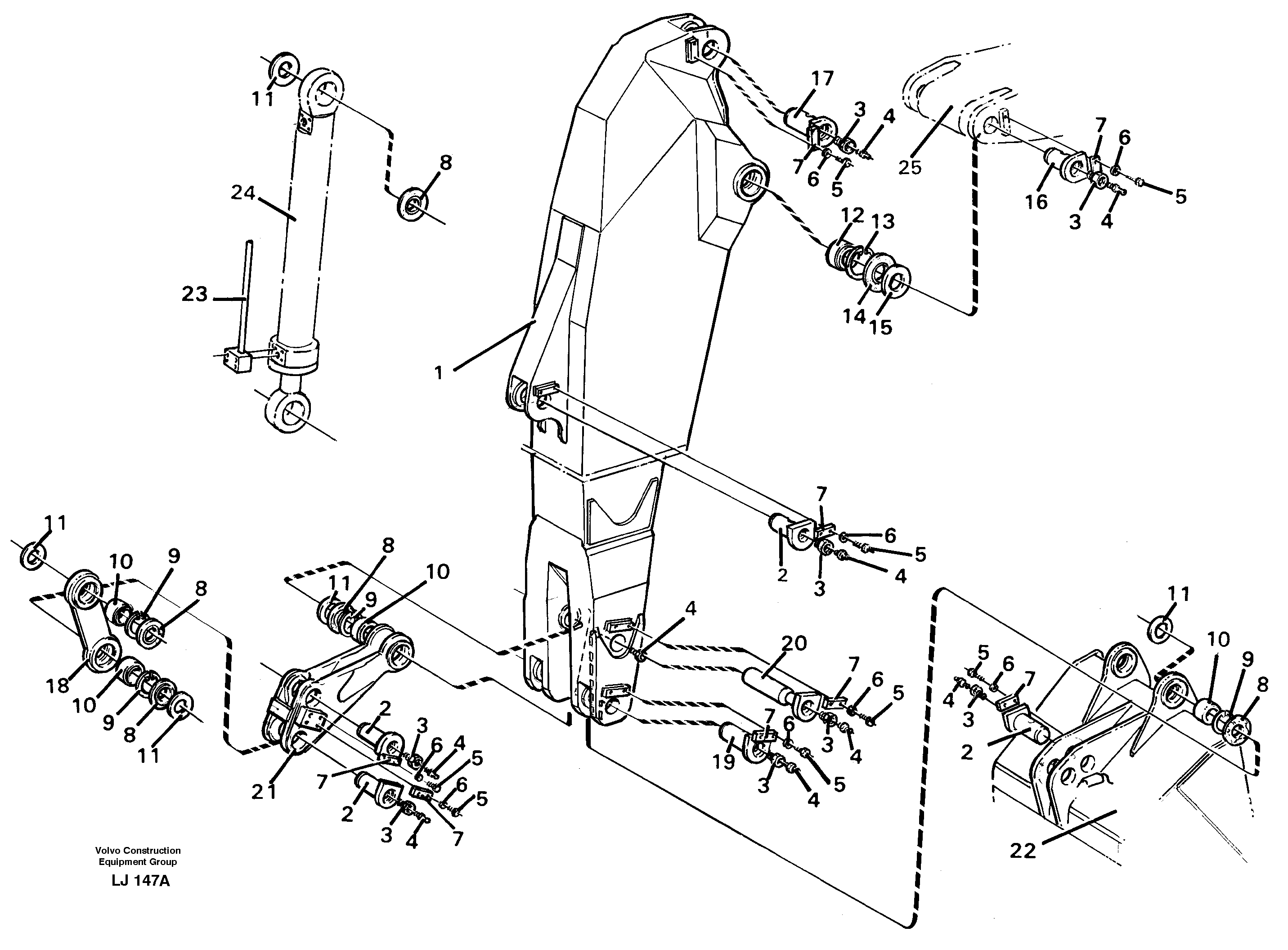 Схема запчастей Volvo EC230B - 47547 Backhoe dipper arm 2.80m EC230B SER NO 5252-