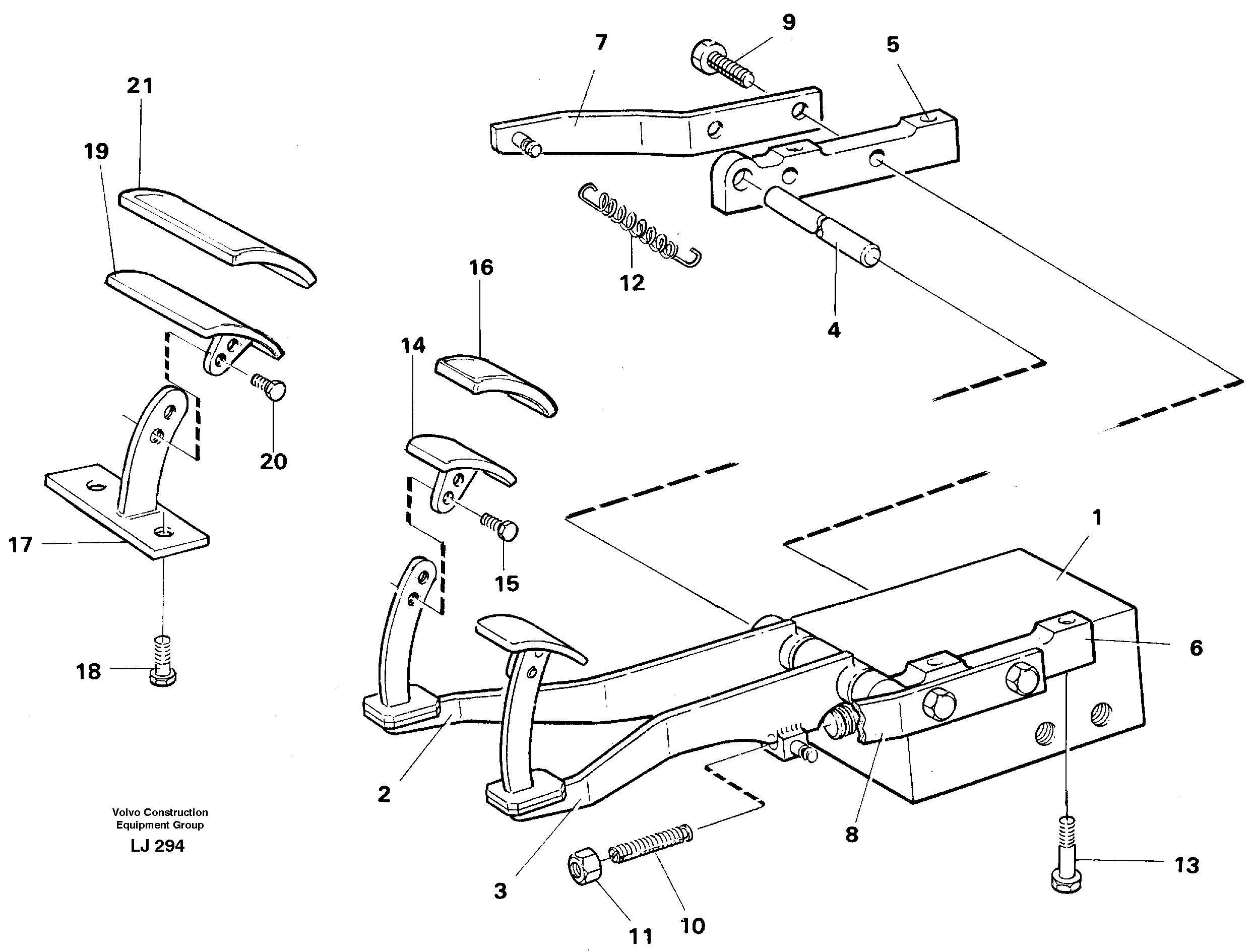 Схема запчастей Volvo EC230B - 46121 Pedal valve with foot rest EC230B SER NO 5252-