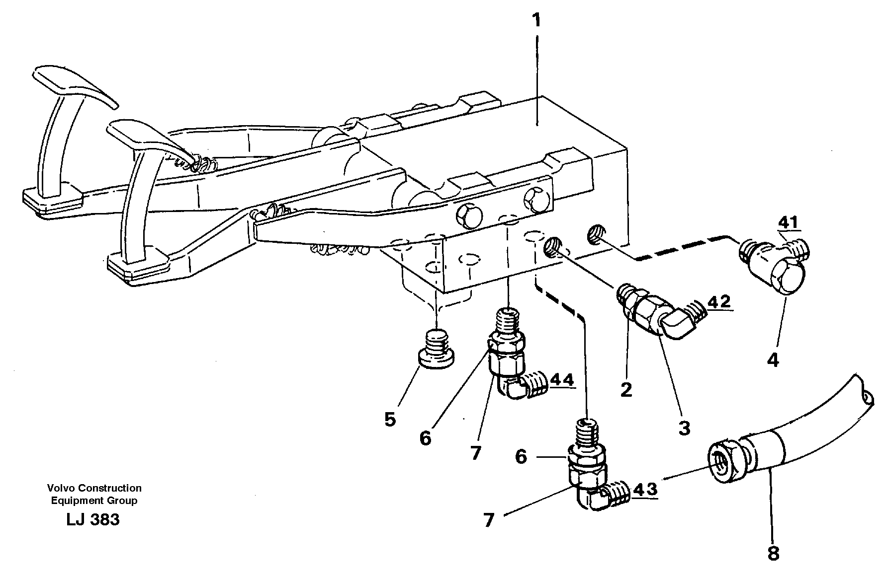 Схема запчастей Volvo EC230B - 46123 Pedal valve EC230B SER NO 5252-