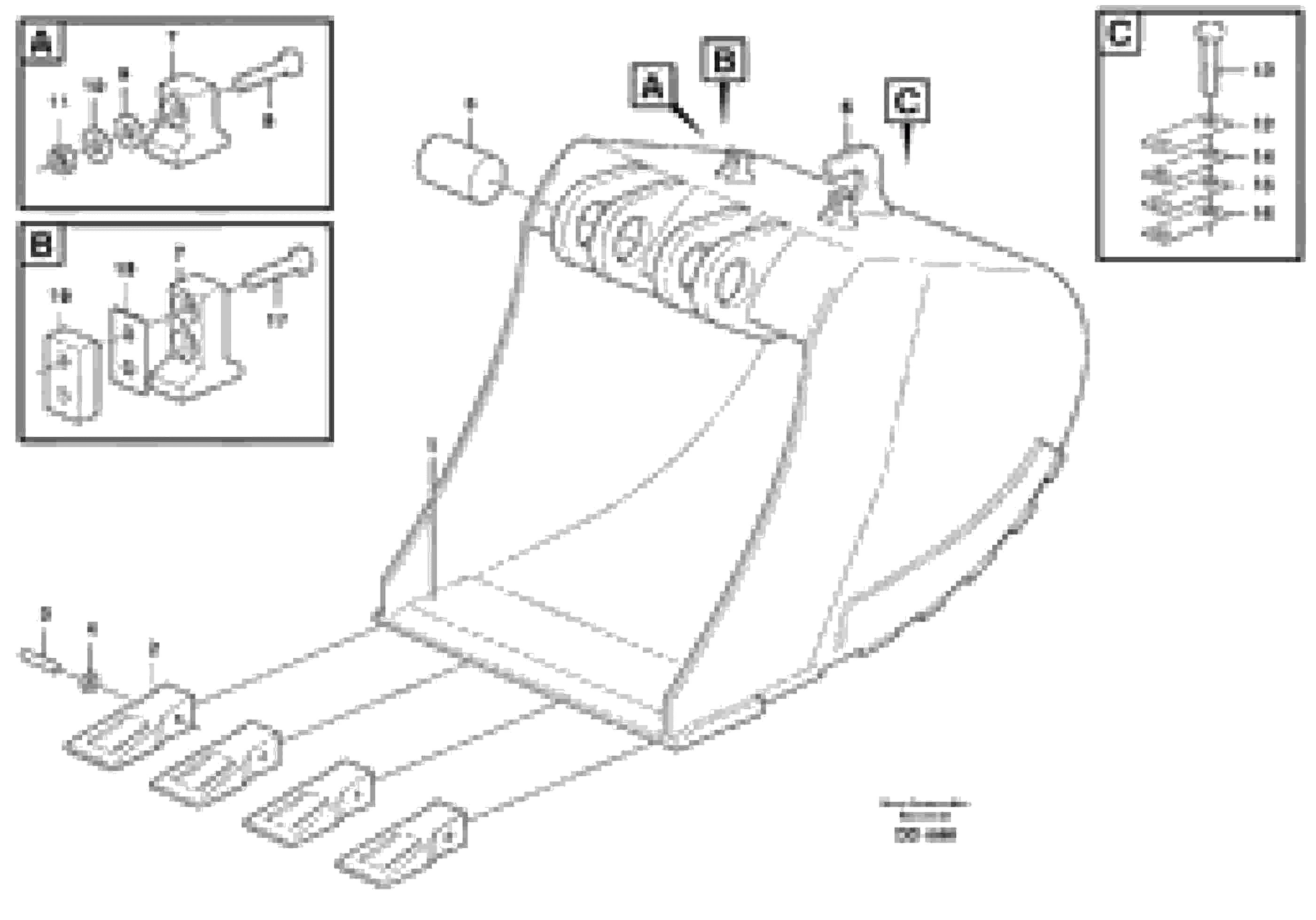 Схема запчастей Volvo EC230B - 28676 Buckets for quickfit, S1 - S2 ATTACHMENTS ATTACHMENTS BUCKETS