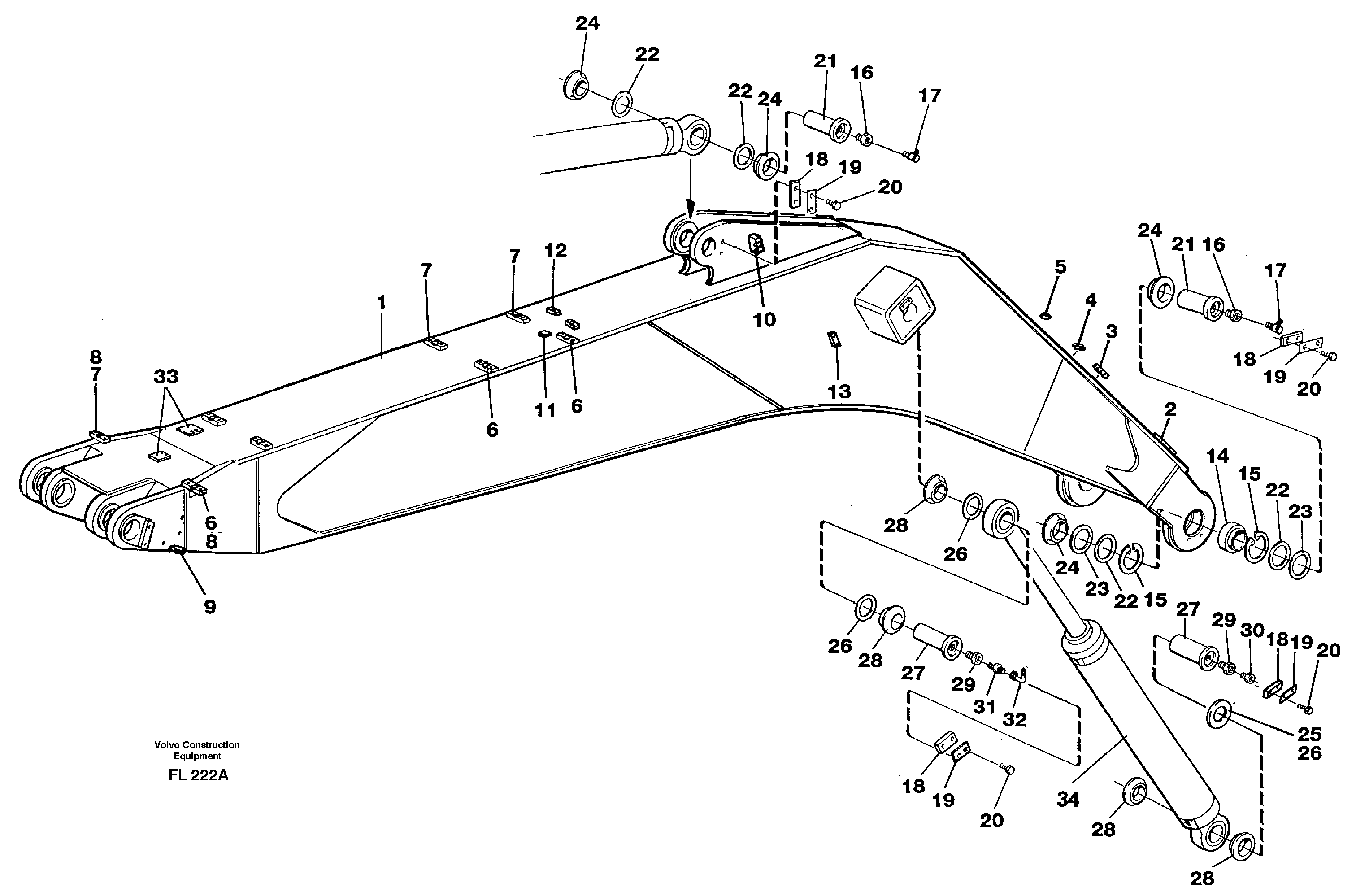 Схема запчастей Volvo EC450 - 72403 Backhoe boom incl. attachements, 6.65 m EC450 ?KERMAN ?KERMAN EC450 SER NO - 1781