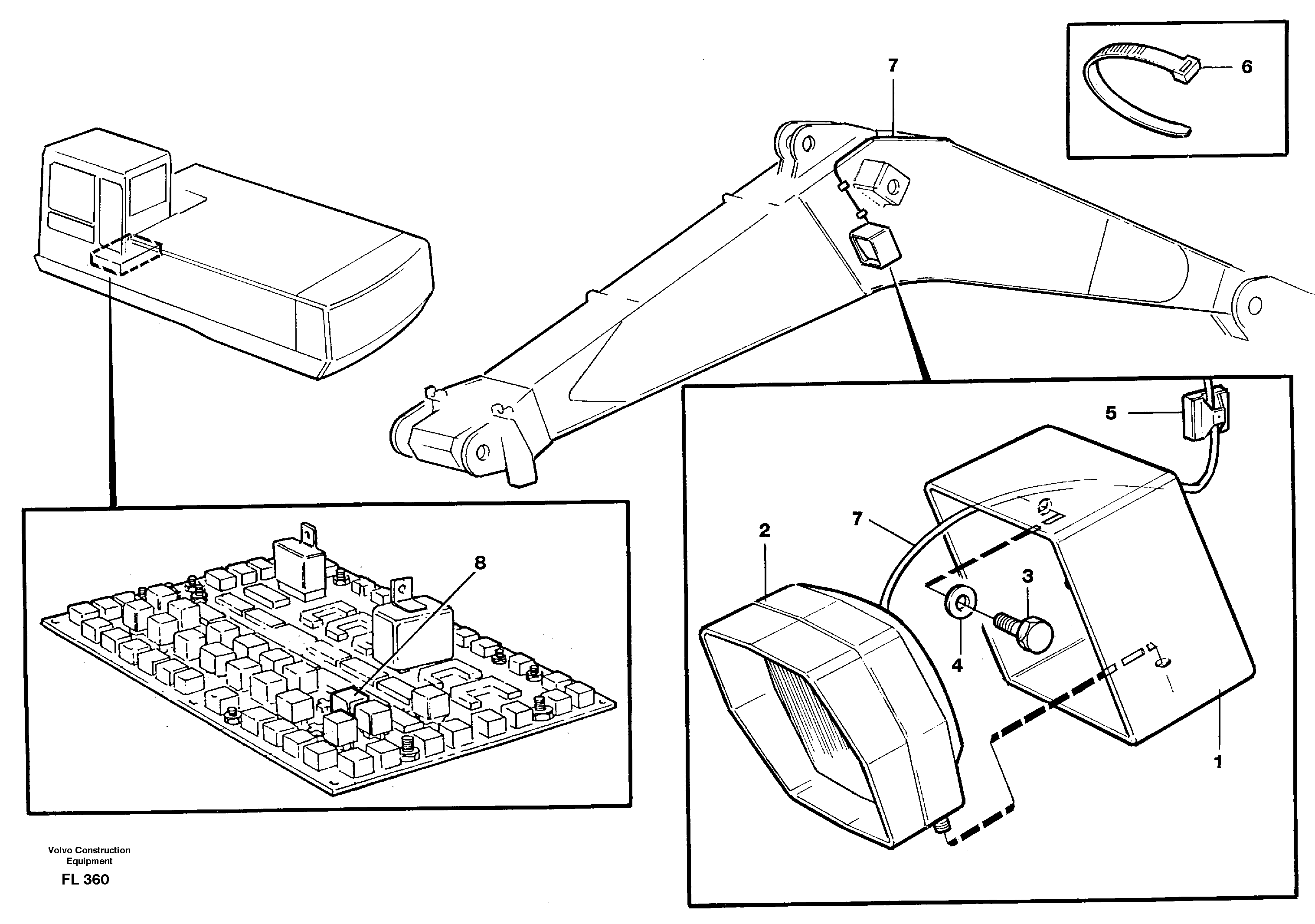 Схема запчастей Volvo EC450 - 1582 Working lamp on boom EC450 ?KERMAN ?KERMAN EC450 SER NO - 1781