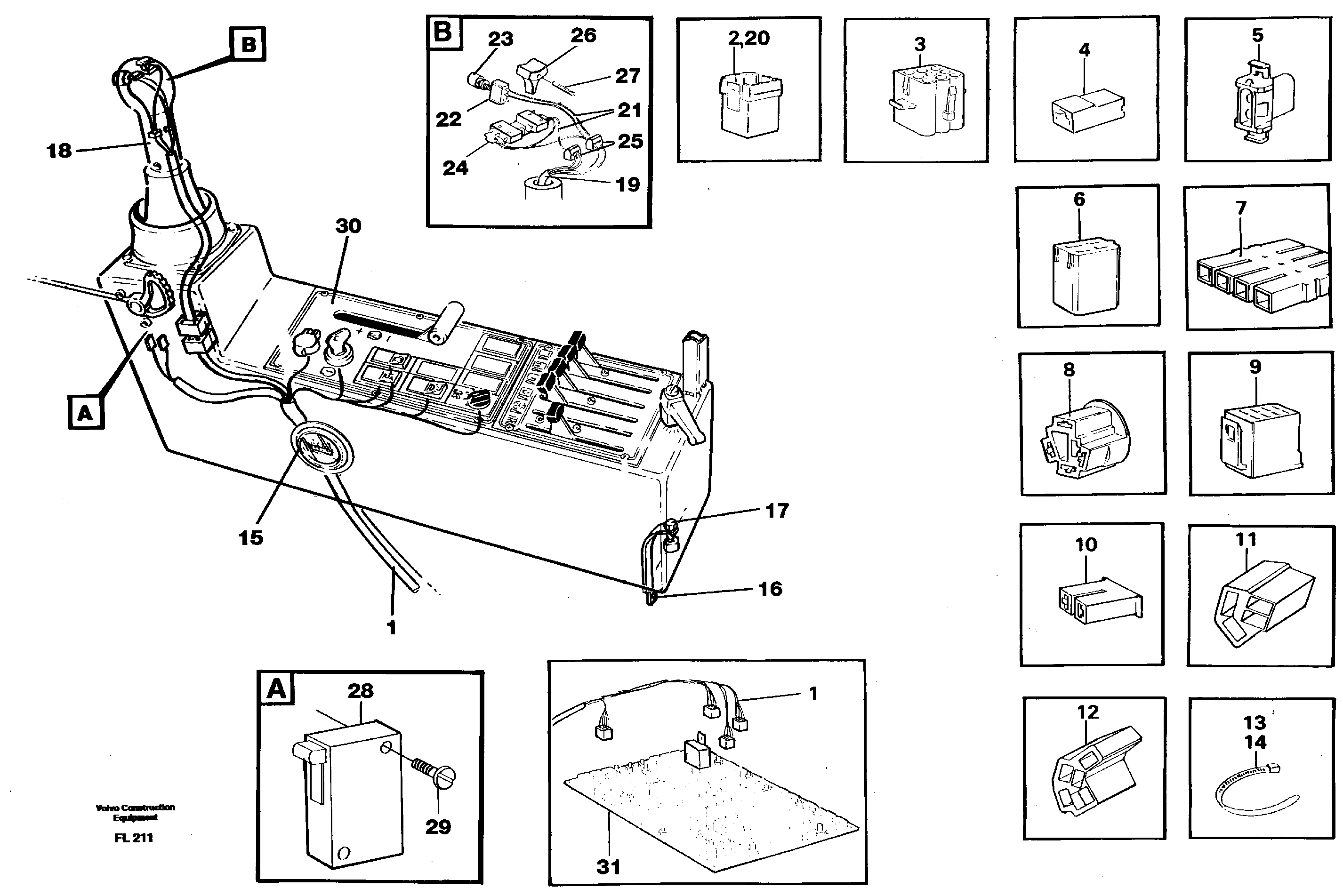 Схема запчастей Volvo EC450 - 50400 Cable harness, side panel, left EC450 ?KERMAN ?KERMAN EC450 SER NO - 1781