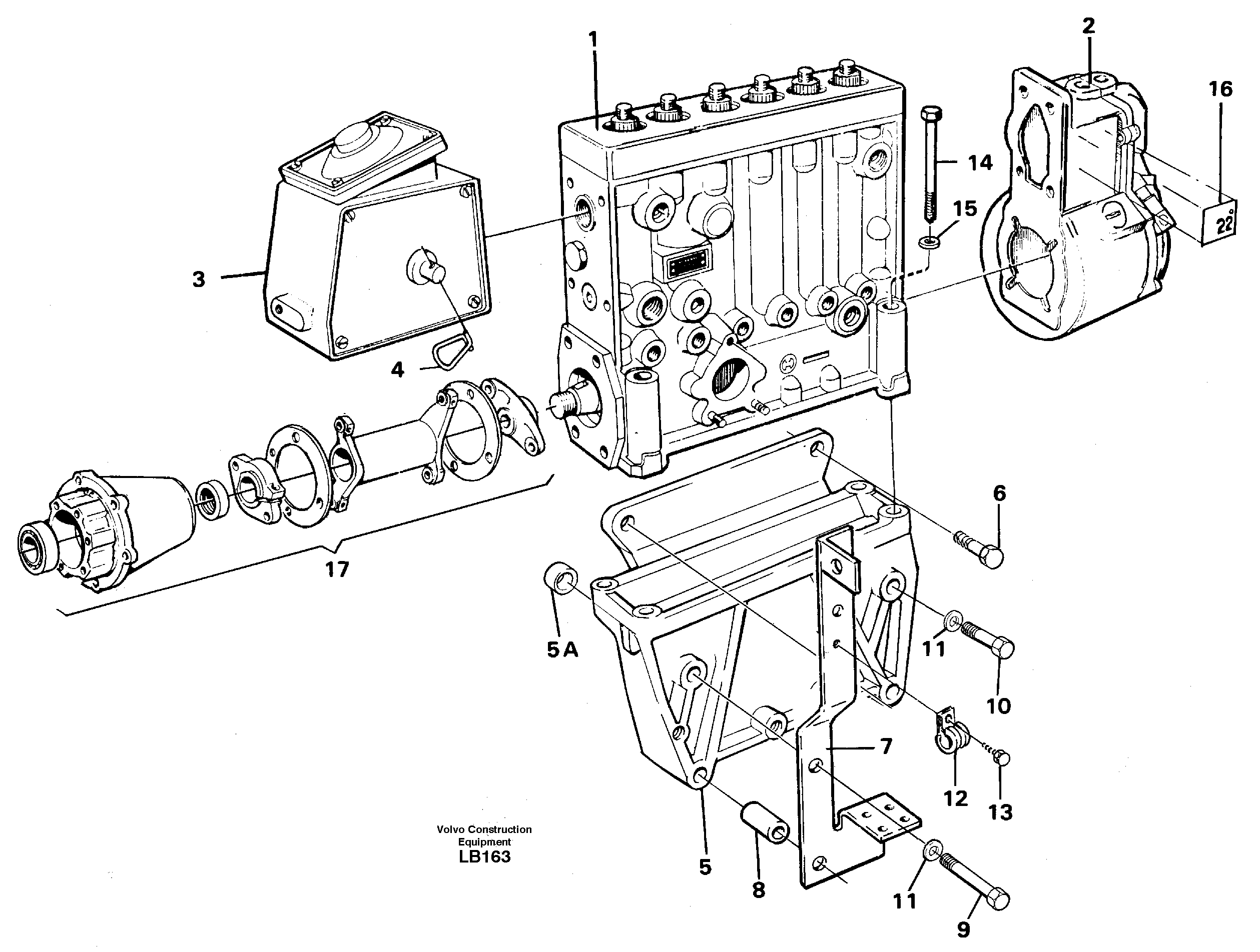 Схема запчастей Volvo EC450 - 43001 Fuel injection pump, mounting EC450 SER NO 1782-1909