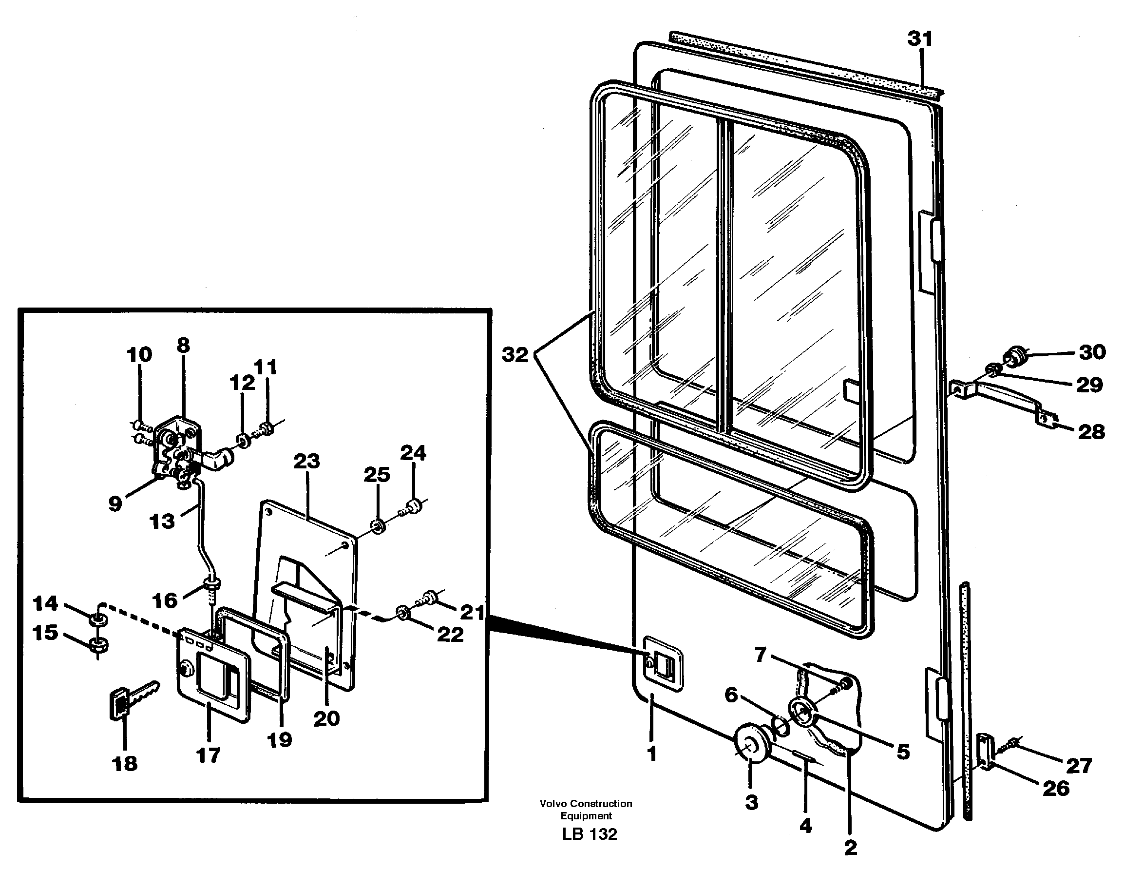 Схема запчастей Volvo EC450 - 45851 Door, operators cab EC450 SER NO 1782-1909