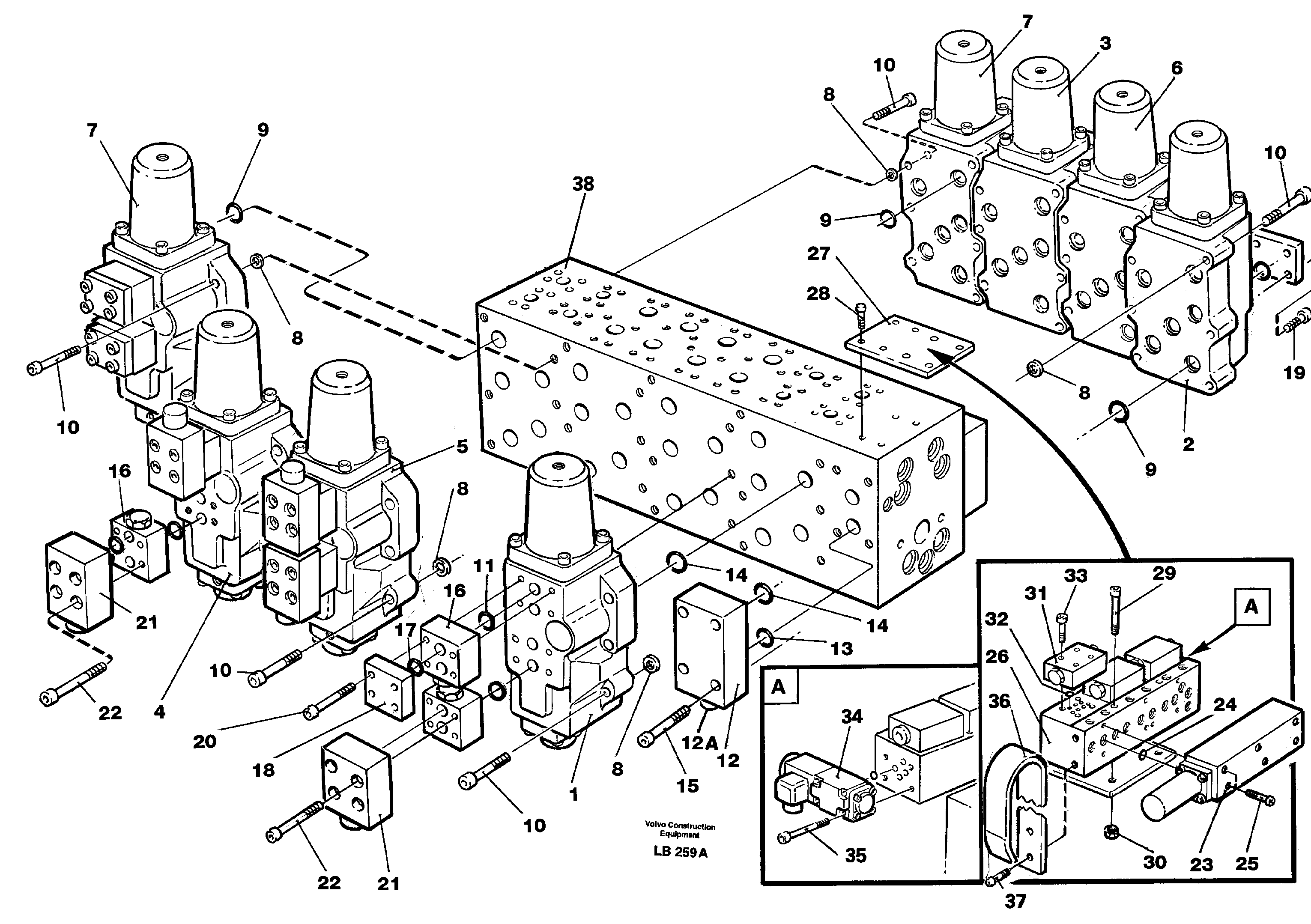 Схема запчастей Volvo EC450 - 58674 Main valve assembly, valves EC450 SER NO 1782-1909