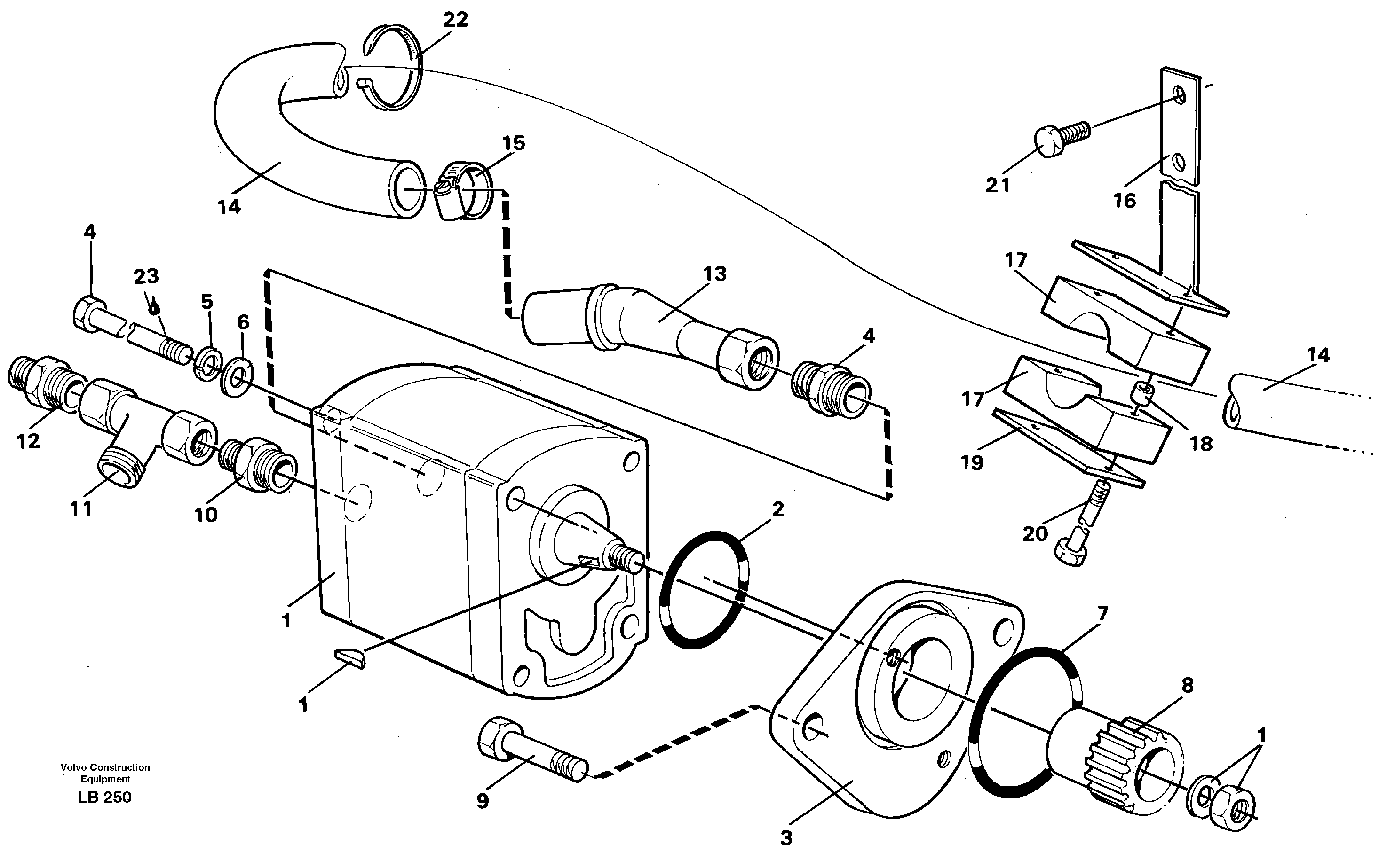 Схема запчастей Volvo EC450 - 105678 Servo pump with assembly parts EC450 SER NO 1782-1909