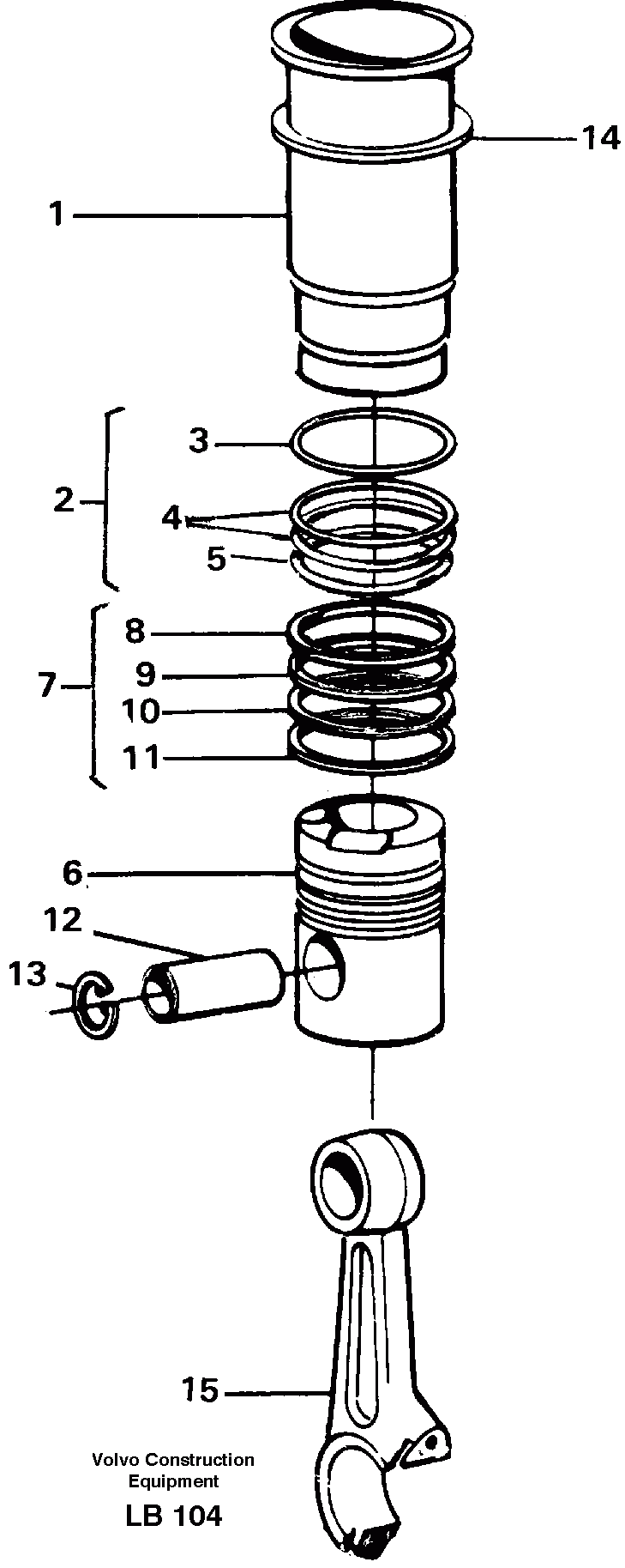 Схема запчастей Volvo EC450 - 15298 Cylinder liner and piston EC450 SER NO 1782-1909