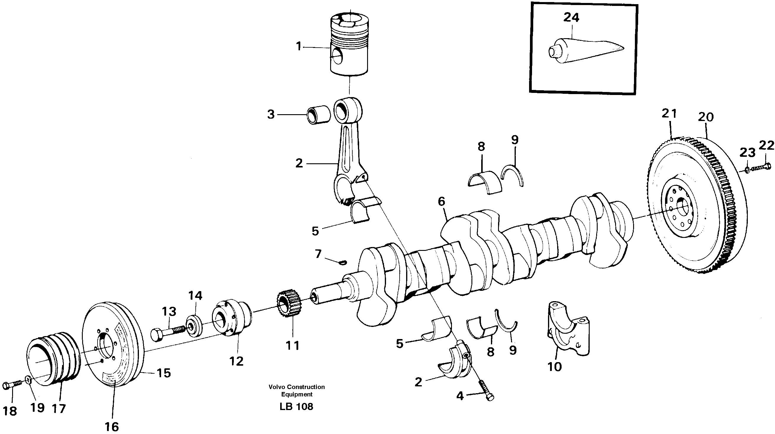 Схема запчастей Volvo EC450 - 28083 Crankshaft and related parts EC450 SER NO 1782-1909