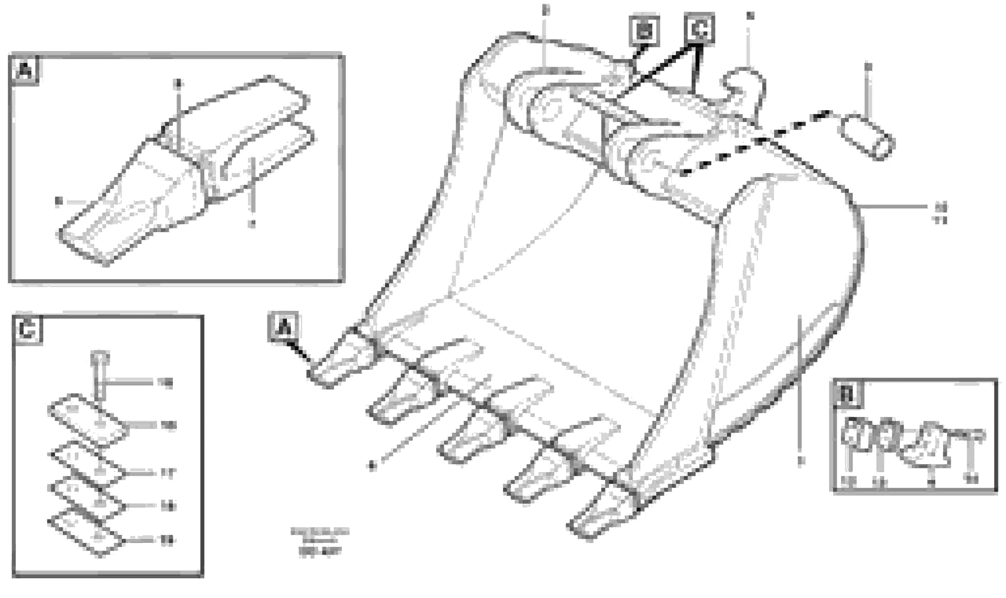 Схема запчастей Volvo EW130C - 33087 Buckets for Quickfit. S1 - S2 Esco Super V ATTACHMENTS ATTACHMENTS BUCKETS