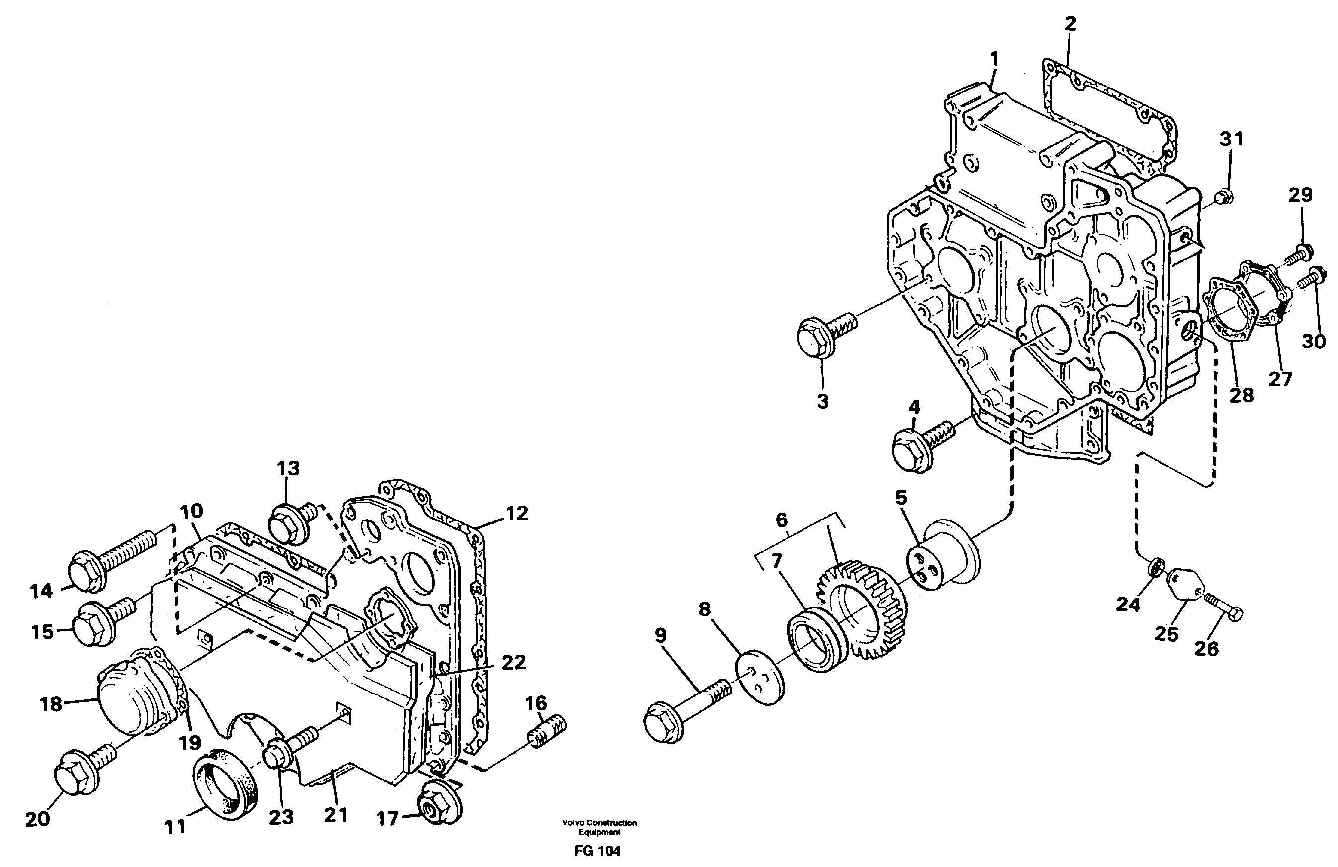 Схема запчастей Volvo EW130C - 82654 Timing gear casing EW130C ?KERMAN ?KERMAN EW130C SER NO - 583