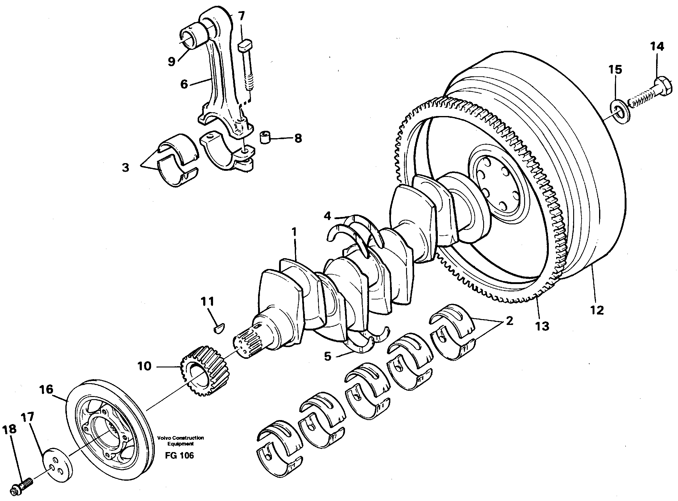 Схема запчастей Volvo EW130C - 30365 Crankshaft and related parts EW130C ?KERMAN ?KERMAN EW130C SER NO - 583