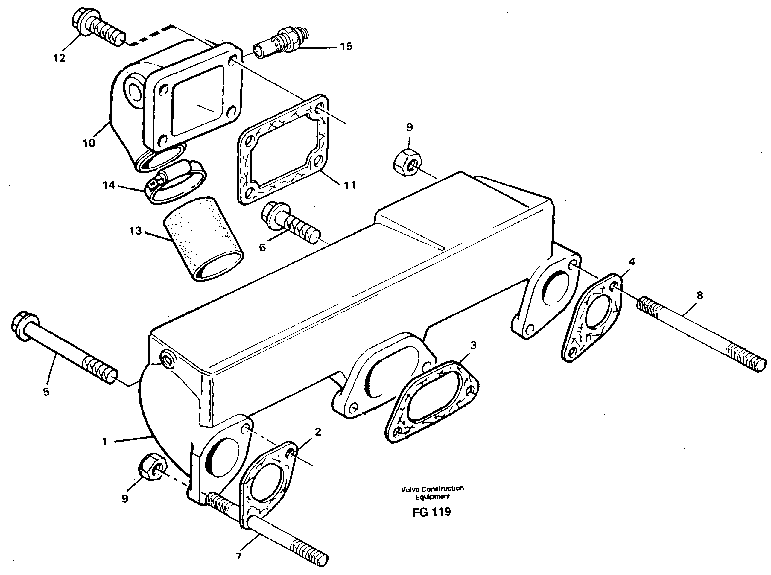 Схема запчастей Volvo EW130C - 30379 Induction manifold with fitting parts EW130C ?KERMAN ?KERMAN EW130C SER NO - 583