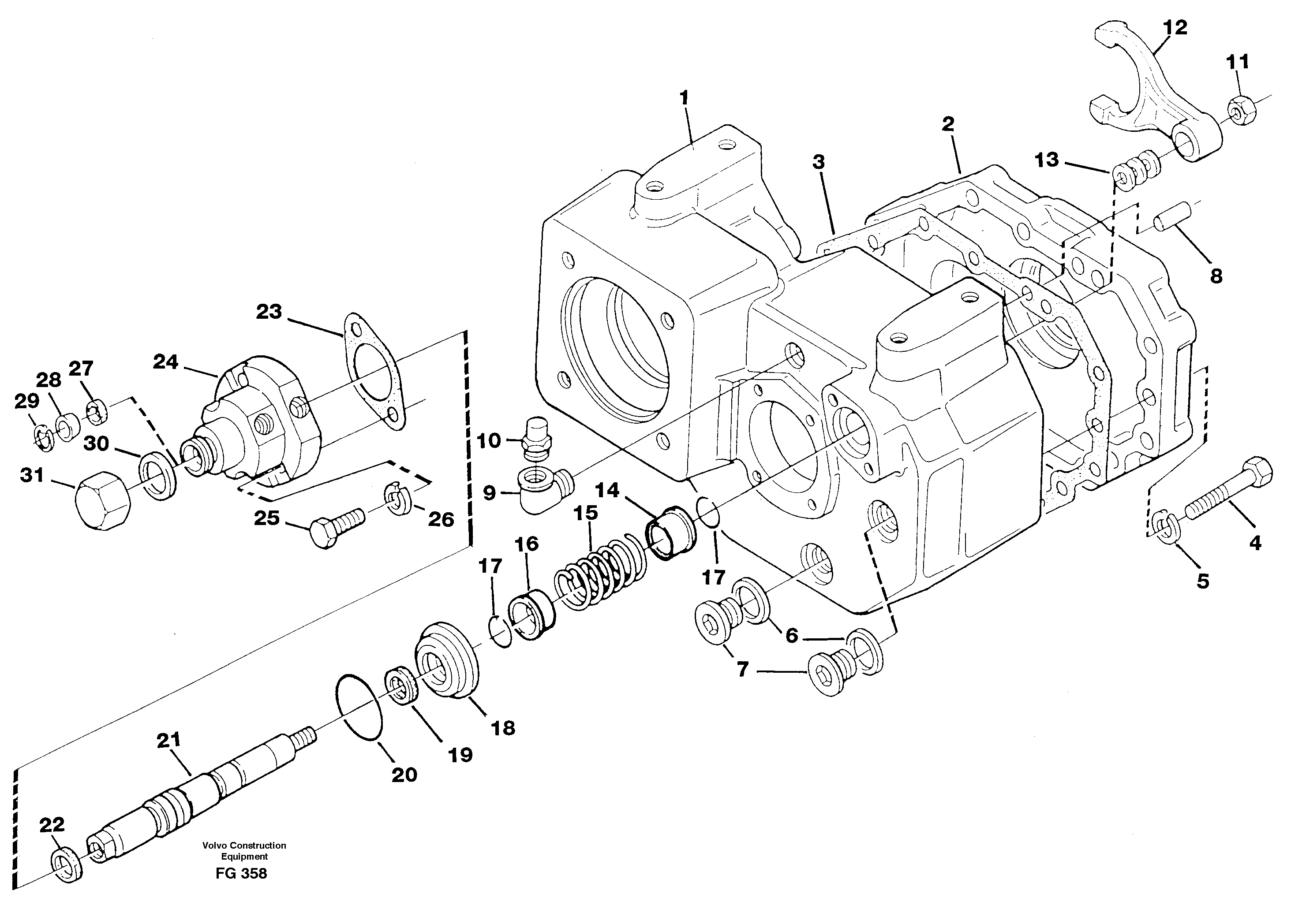 Схема запчастей Volvo EW130C - 92500 Gear box casing incl. mounting parts EW130C ?KERMAN ?KERMAN EW130C SER NO - 583