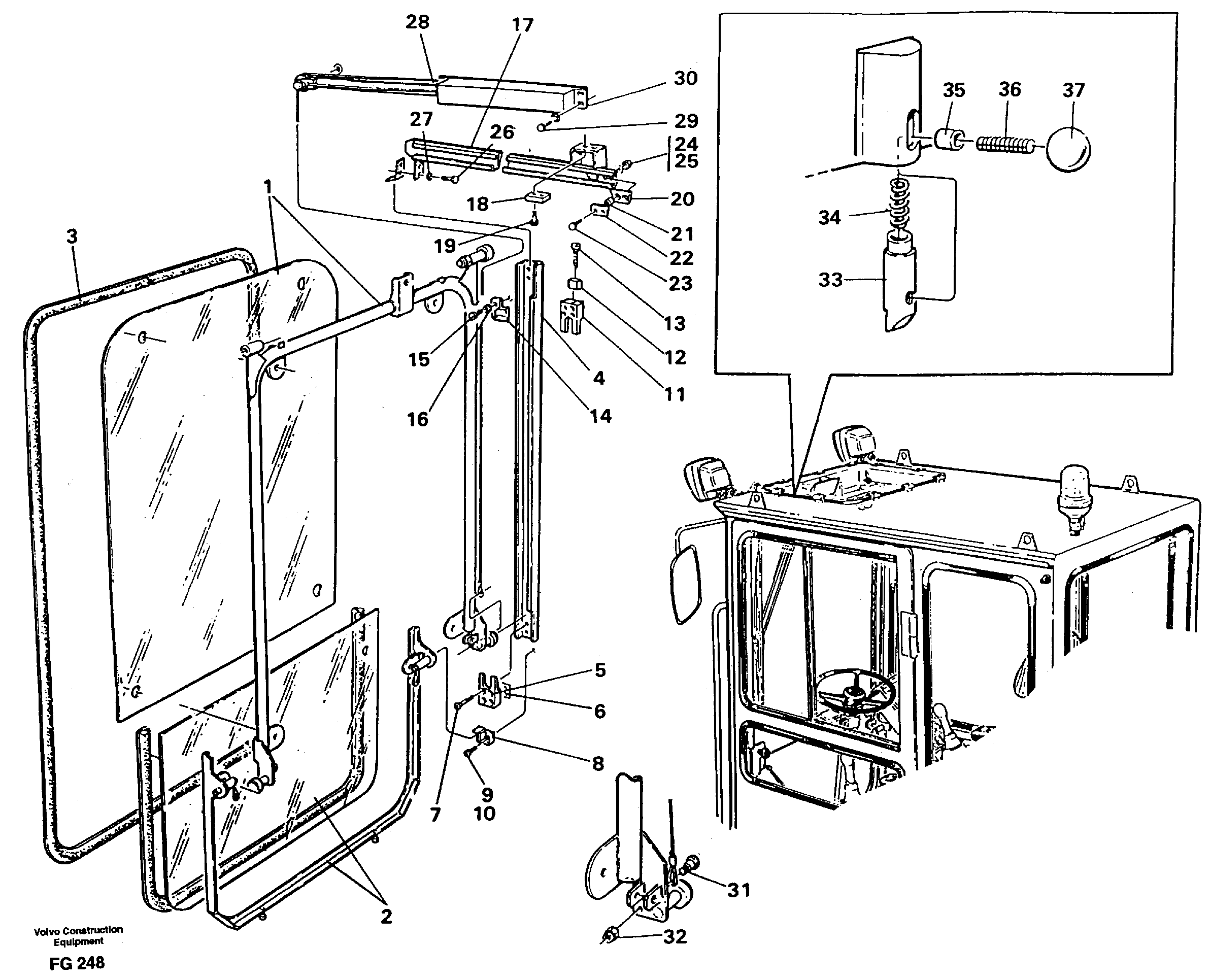 Схема запчастей Volvo EW130C - 5651 Front window, Lifting device EW130C ?KERMAN ?KERMAN EW130C SER NO - 583