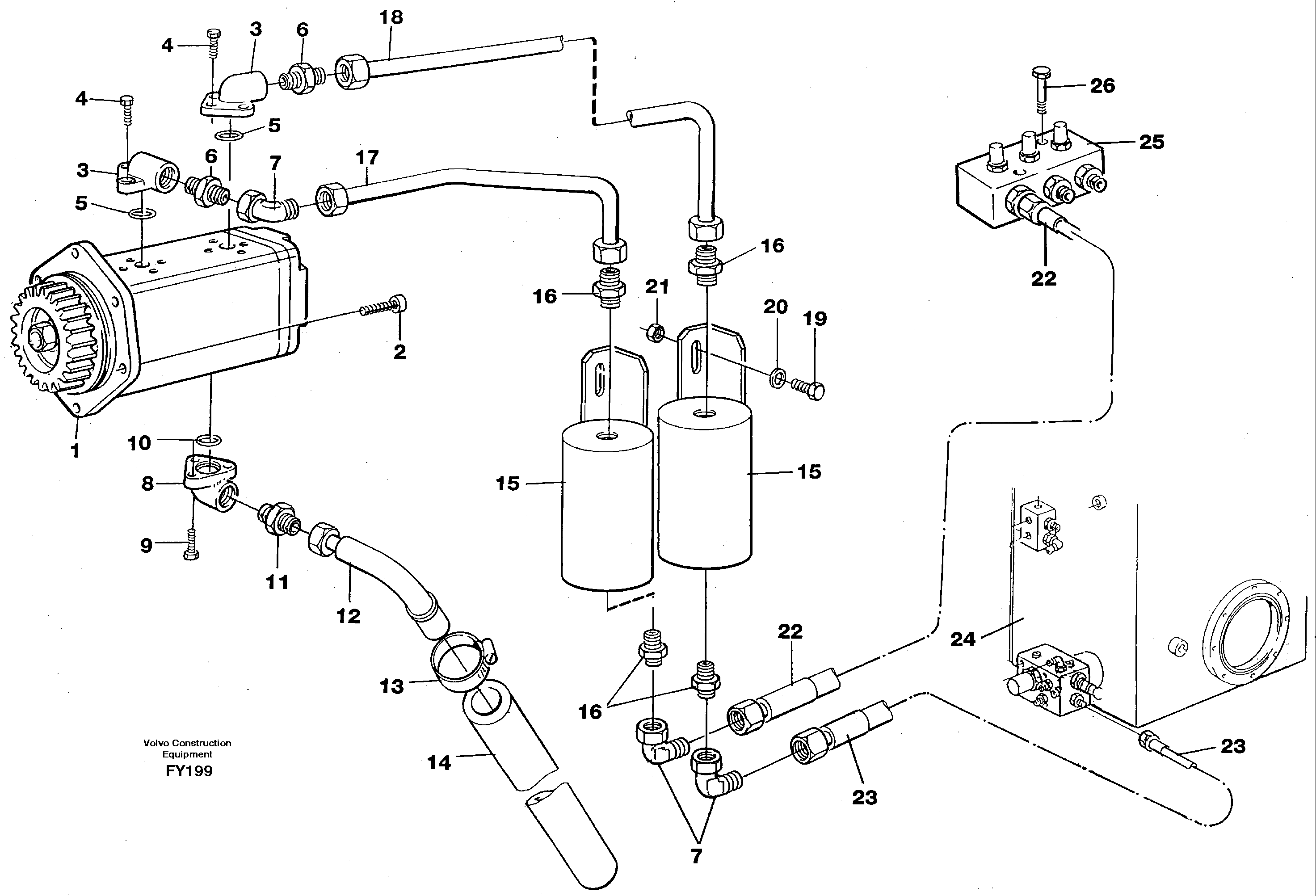 Схема запчастей Volvo EW130C - 43829 Servo pump EW130C SER NO 584-