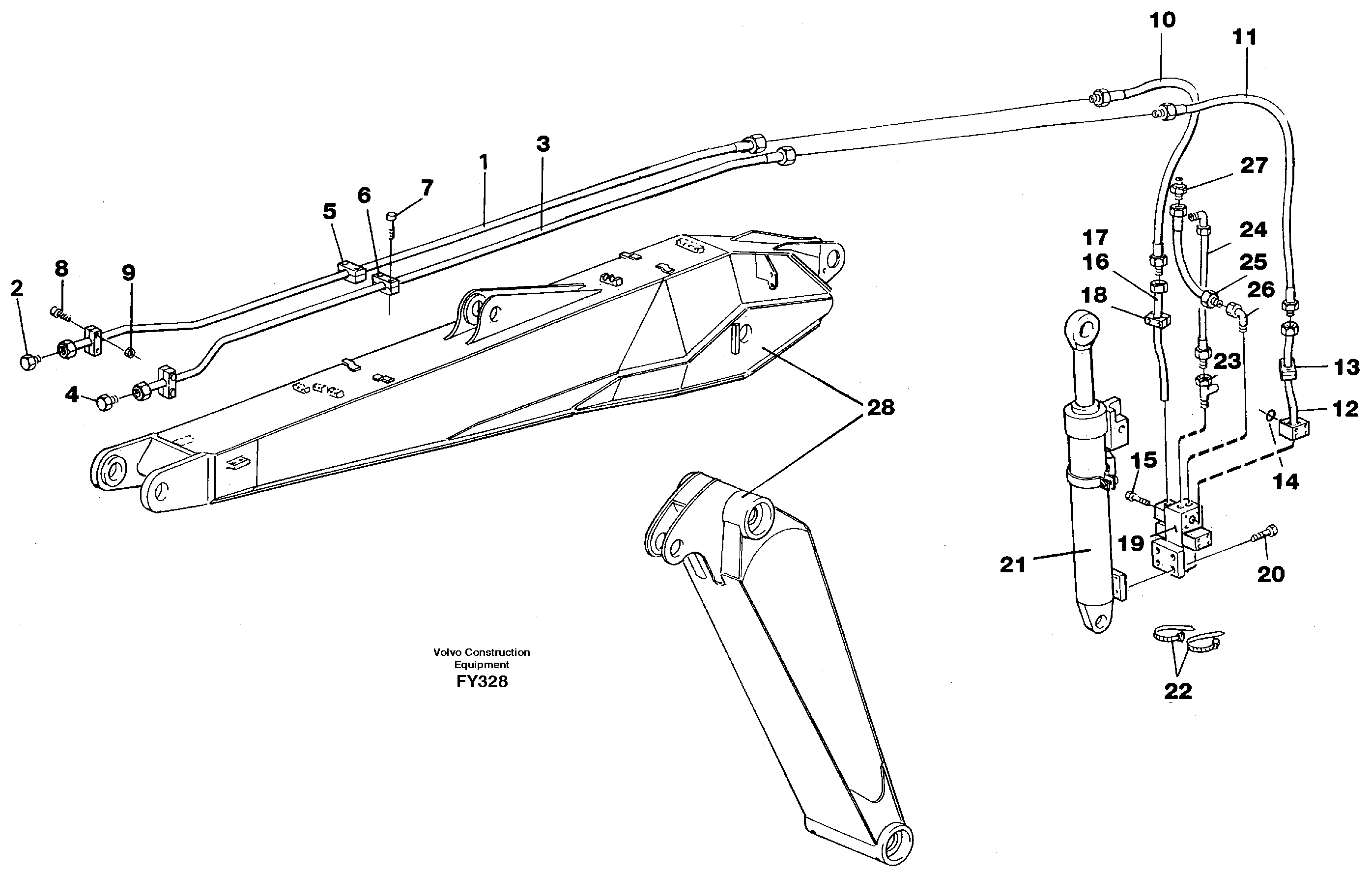 Схема запчастей Volvo EW130C - 94179 Hydraulic hammer equipment,adjustable boom EW130C SER NO 584-