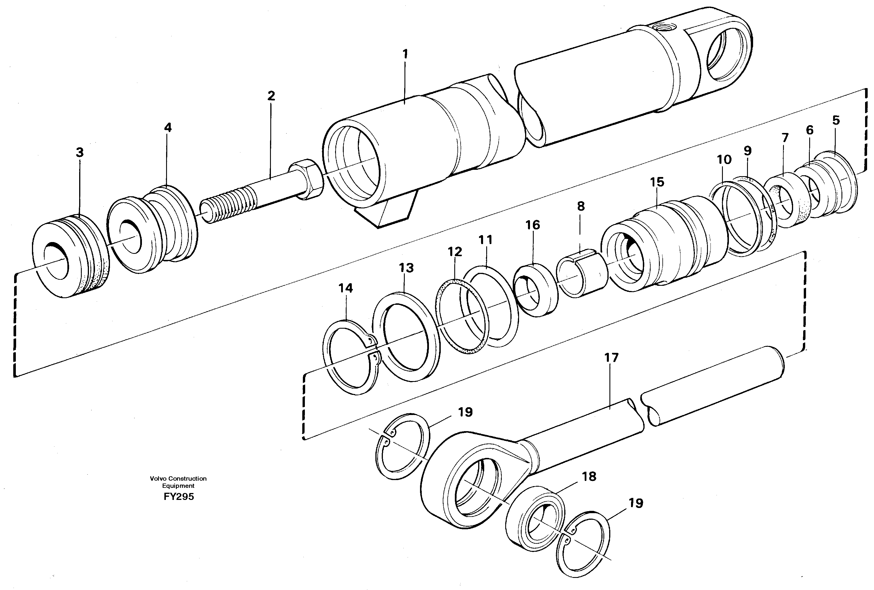 Схема запчастей Volvo EW130C - 98886 Hydraulic cylinder, slope bucket EW130C SER NO 584-