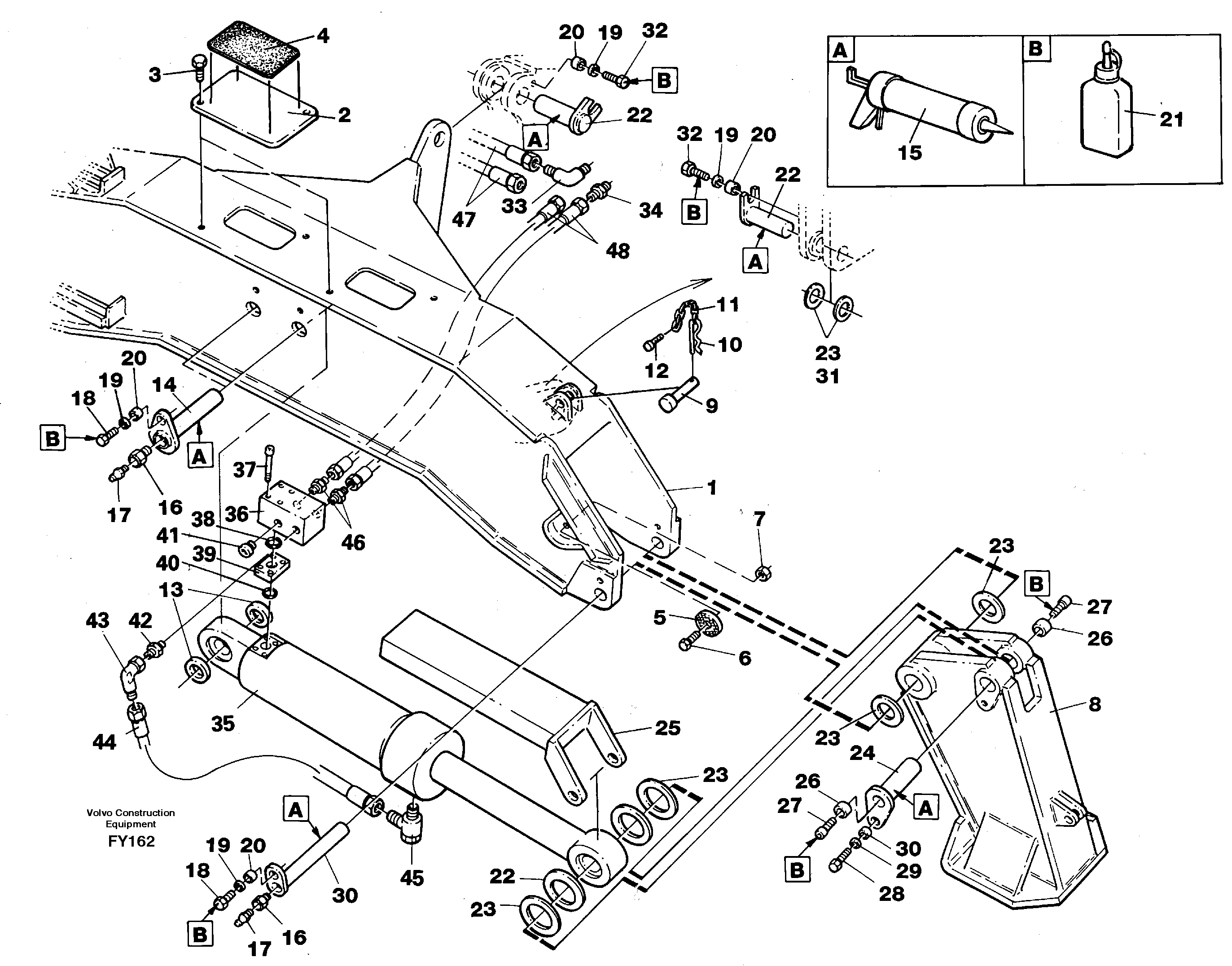 Схема запчастей Volvo EW130C - 41052 Outriggers, fixed plates EW130C SER NO 584-