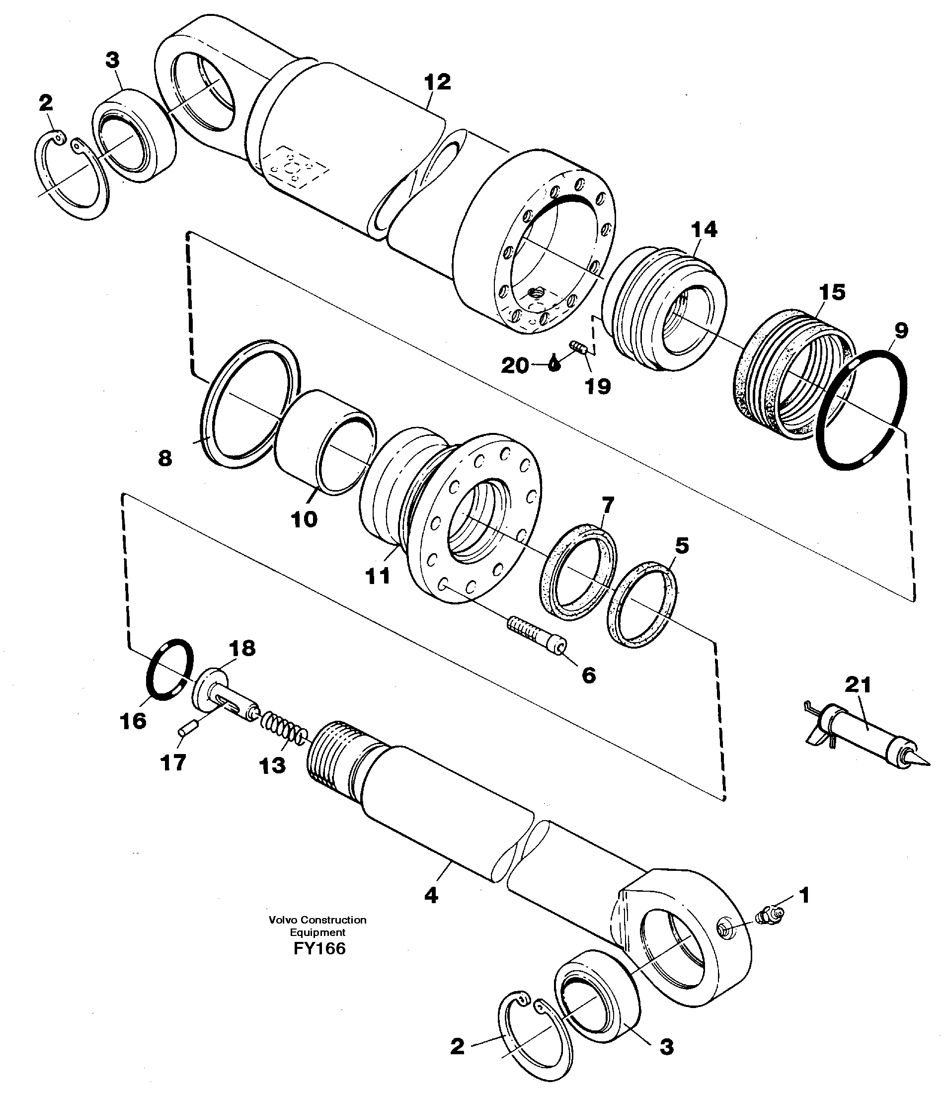 Схема запчастей Volvo EW130C - 41053 Hydraulic cylinder, stabilisor EW130C SER NO 584-