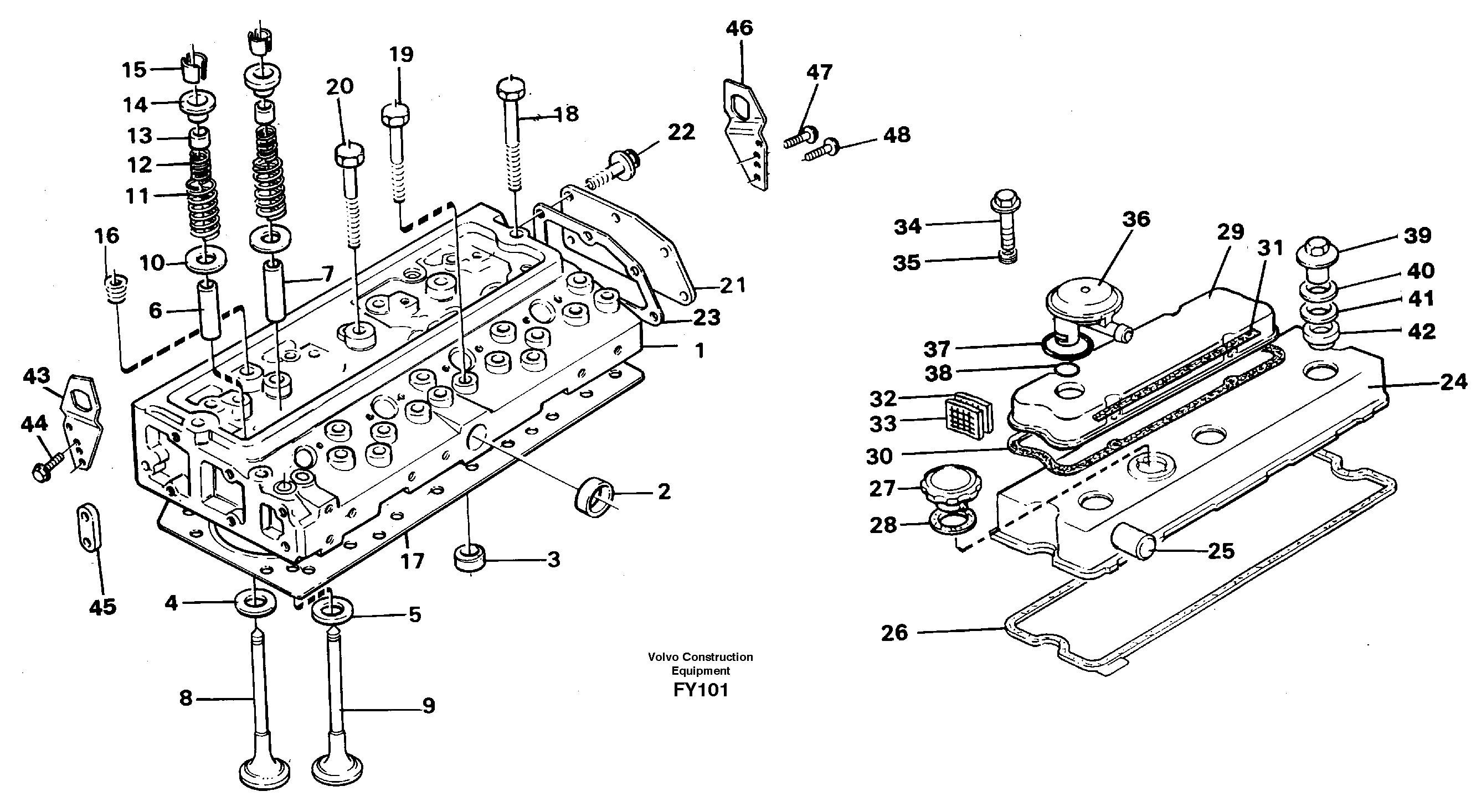 Схема запчастей Volvo EW130C - 16815 Головка блока цилиндров EW130C SER NO 584-