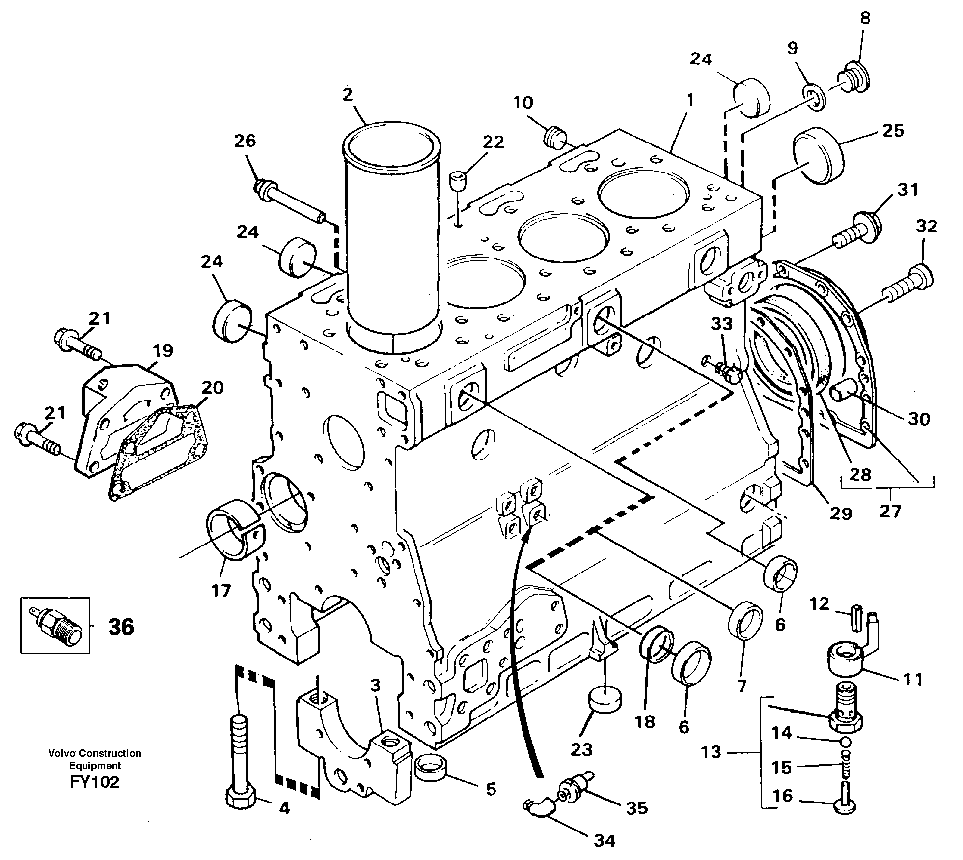 Схема запчастей Volvo EW130C - 16816 Блок цилиндров EW130C SER NO 584-