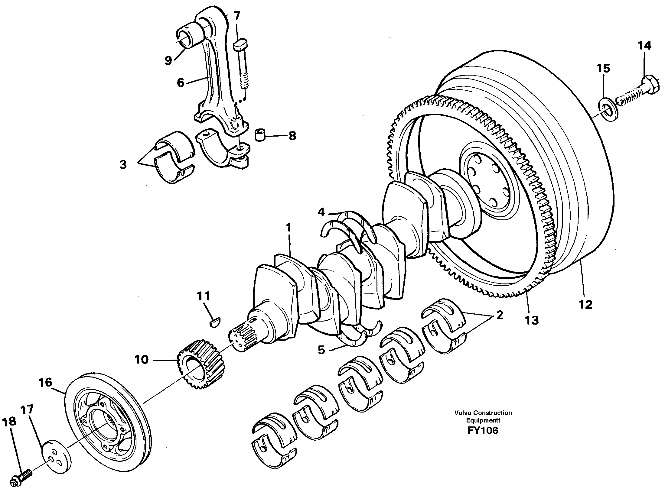 Схема запчастей Volvo EW130C - 27321 Crankshaft and related parts EW130C SER NO 584-