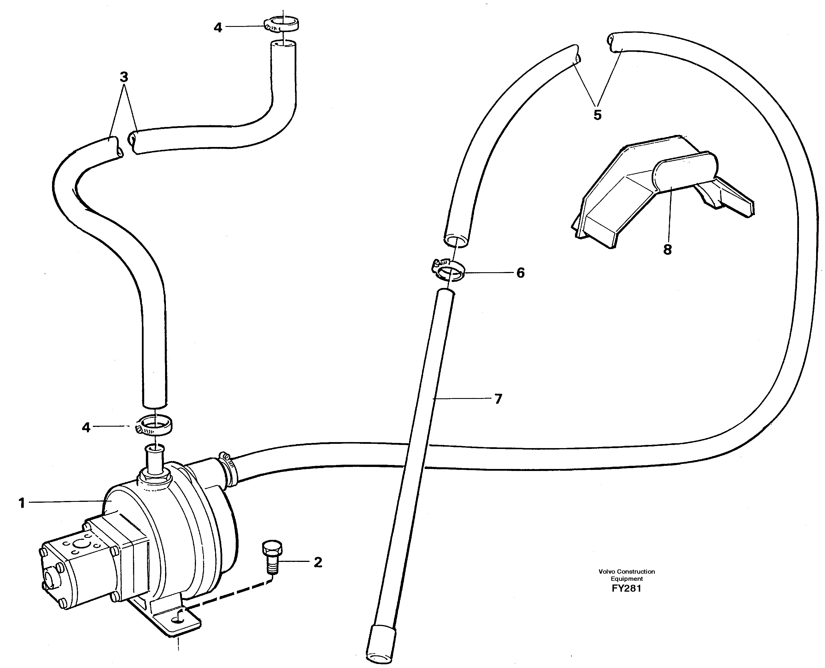 Схема запчастей Volvo EW130C - 72188 Fuelfilling pump with hoses EW130C SER NO 584-