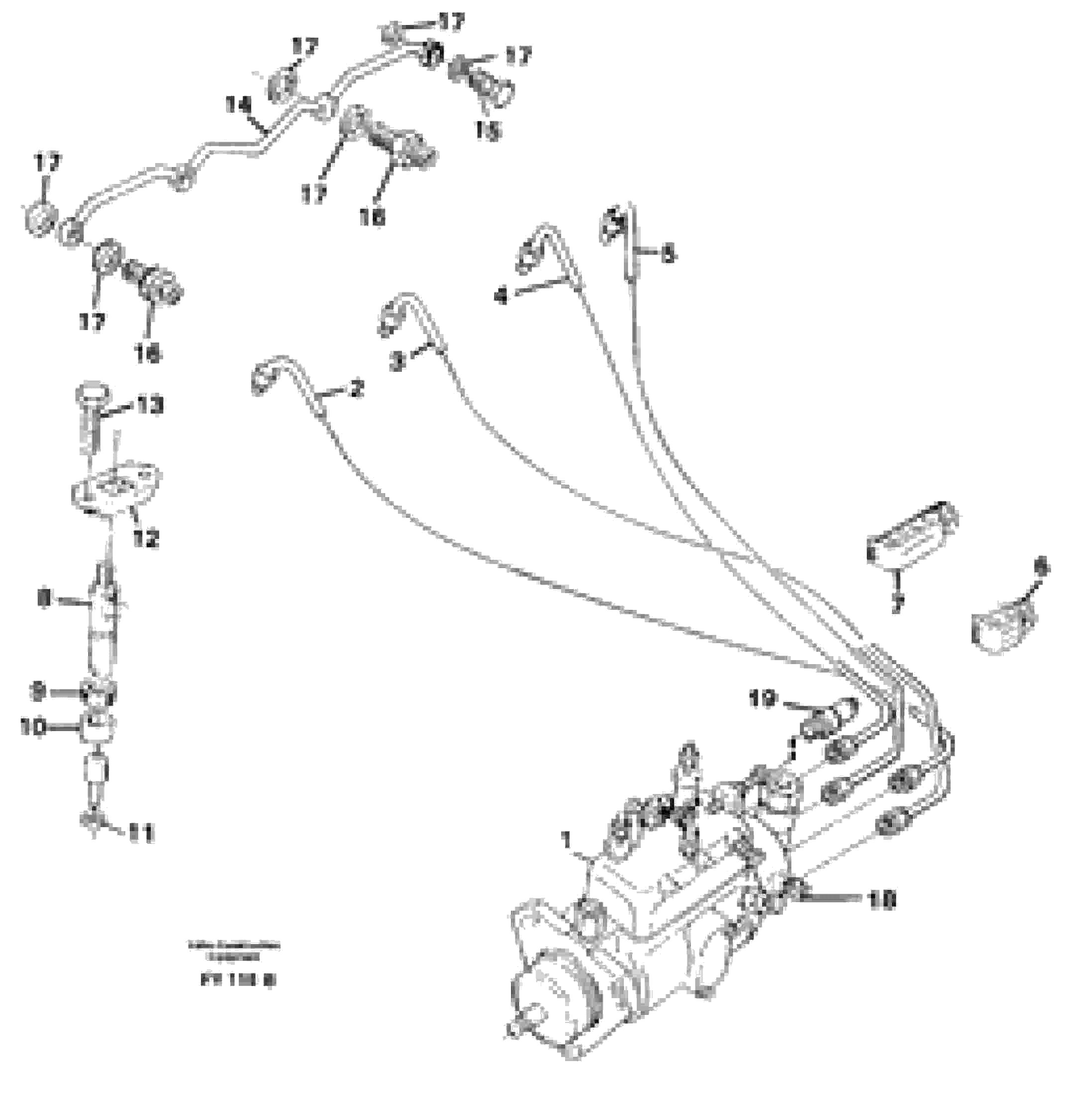 Схема запчастей Volvo EW130C - 43529 Fuel lines, injectors EW130C SER NO 584-