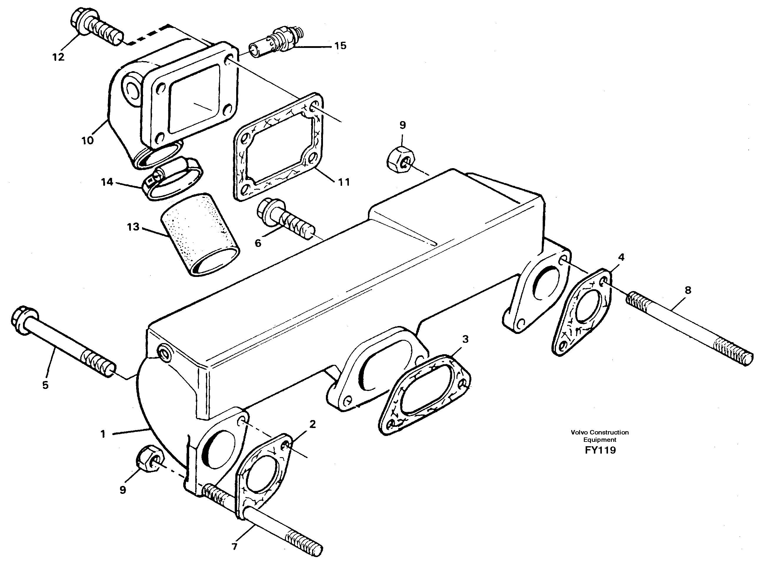 Схема запчастей Volvo EW130C - 27326 Induction manifold with fitting parts EW130C SER NO 584-