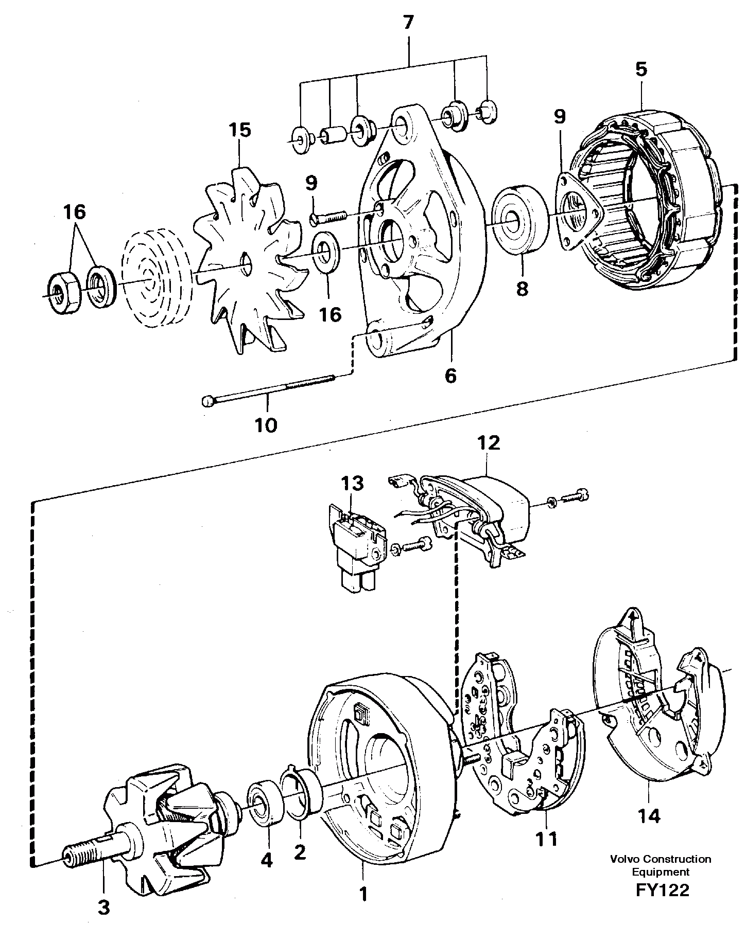 Схема запчастей Volvo EW130C - 30671 Alternator EW130C SER NO 584-