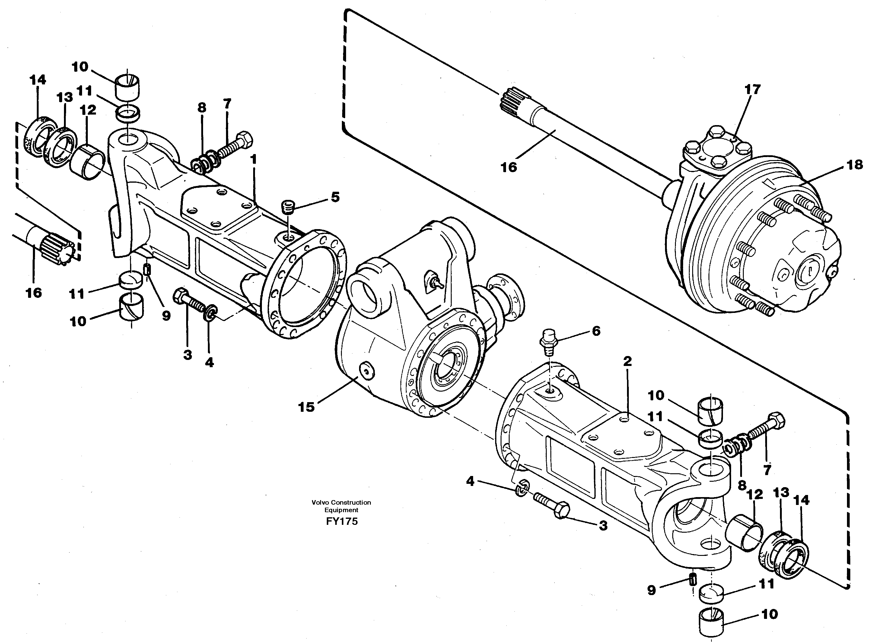 Схема запчастей Volvo EW130C - 27040 Axle beam EW130C SER NO 584-