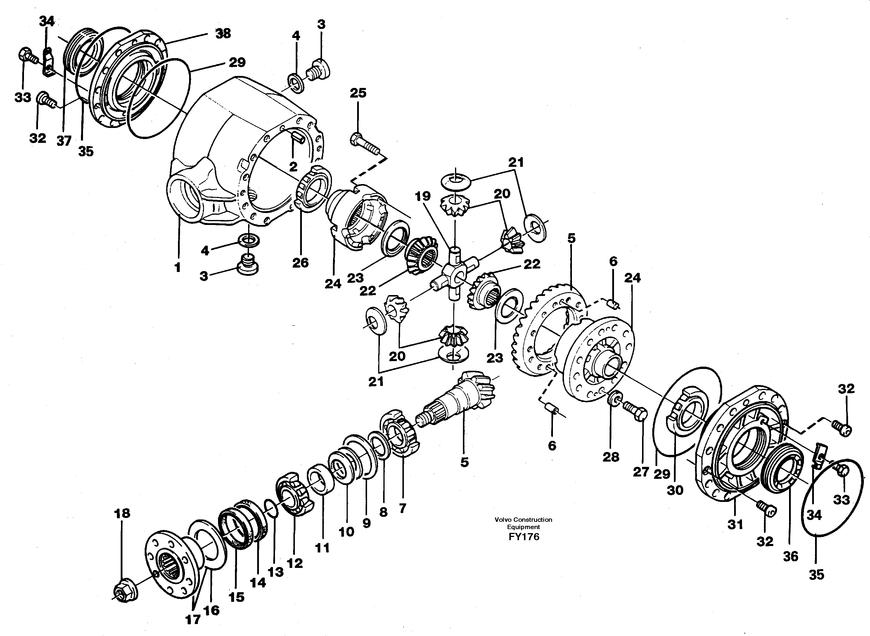 Схема запчастей Volvo EW130C - 26239 Differential Rear EW130C SER NO 584-