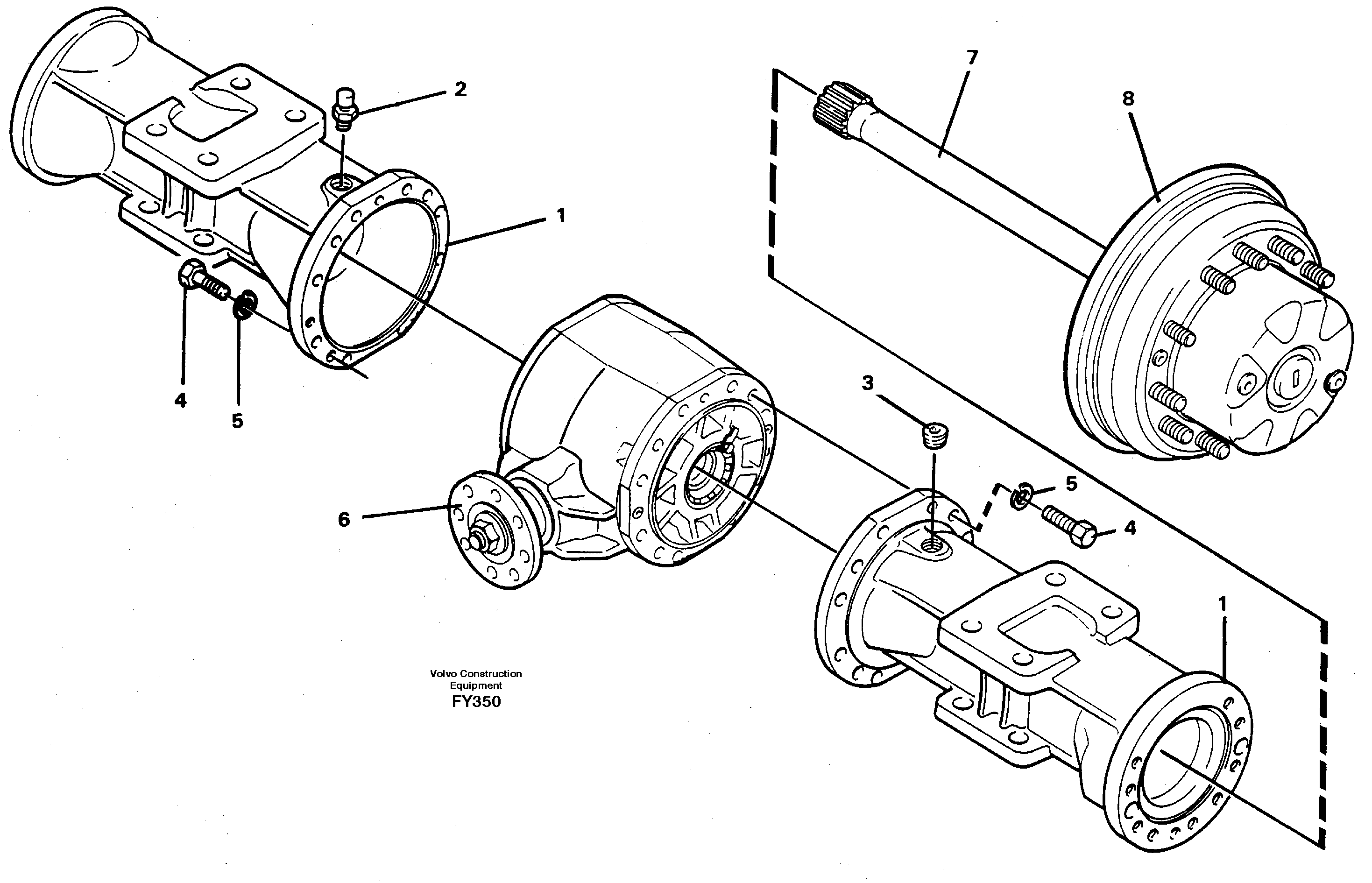 Схема запчастей Volvo EW130C - 27043 Axle beam, rear EW130C SER NO 584-