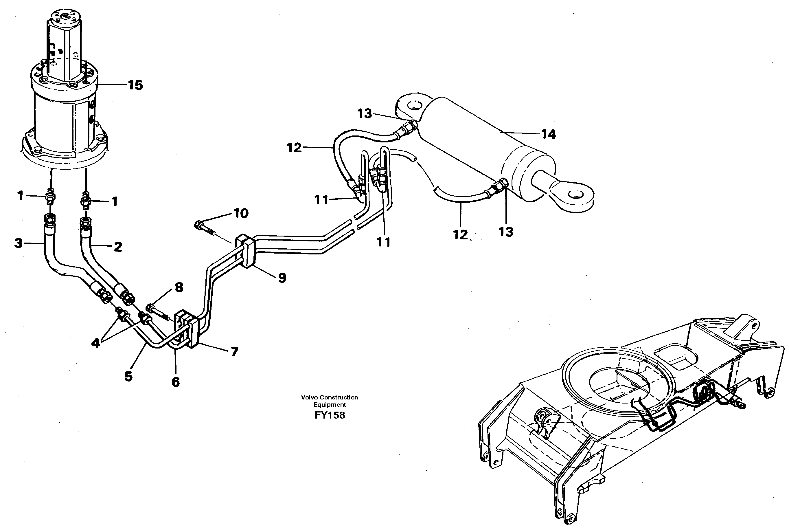 Схема запчастей Volvo EW130C - 14345 Steering system, undercarriage EW130C SER NO 584-