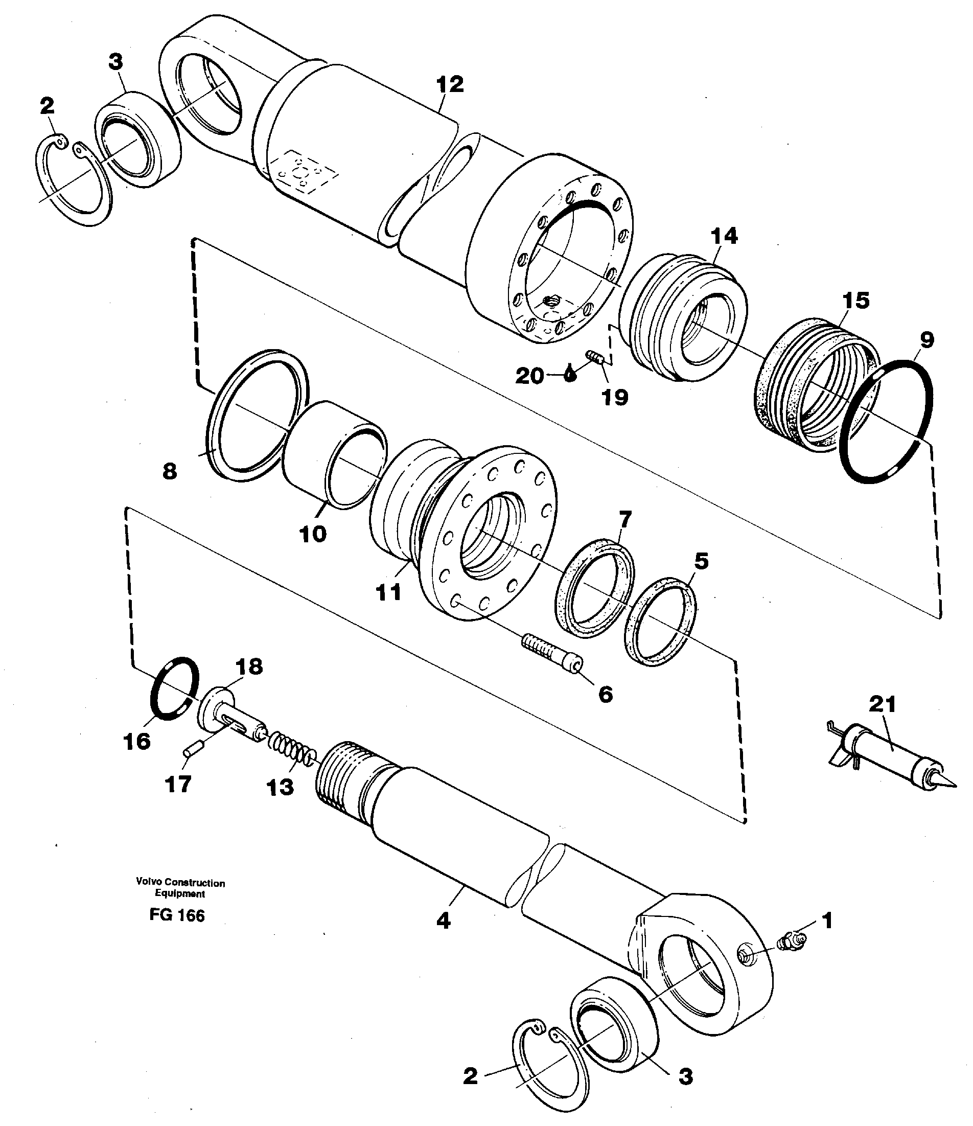 Схема запчастей Volvo EW130C - 7687 Hydraulic cylinder, stabilisor EW130C ?KERMAN ?KERMAN EW130C SER NO - 583