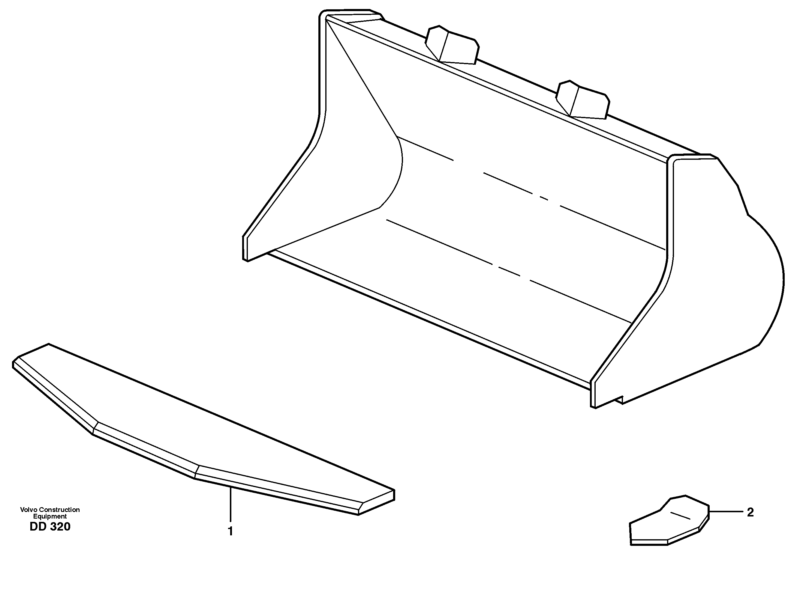 Схема запчастей Volvo EW150C - 28822 Bucket, truncated vec lip without teeth ATTACHMENTS ATTACHMENTS BUCKETS