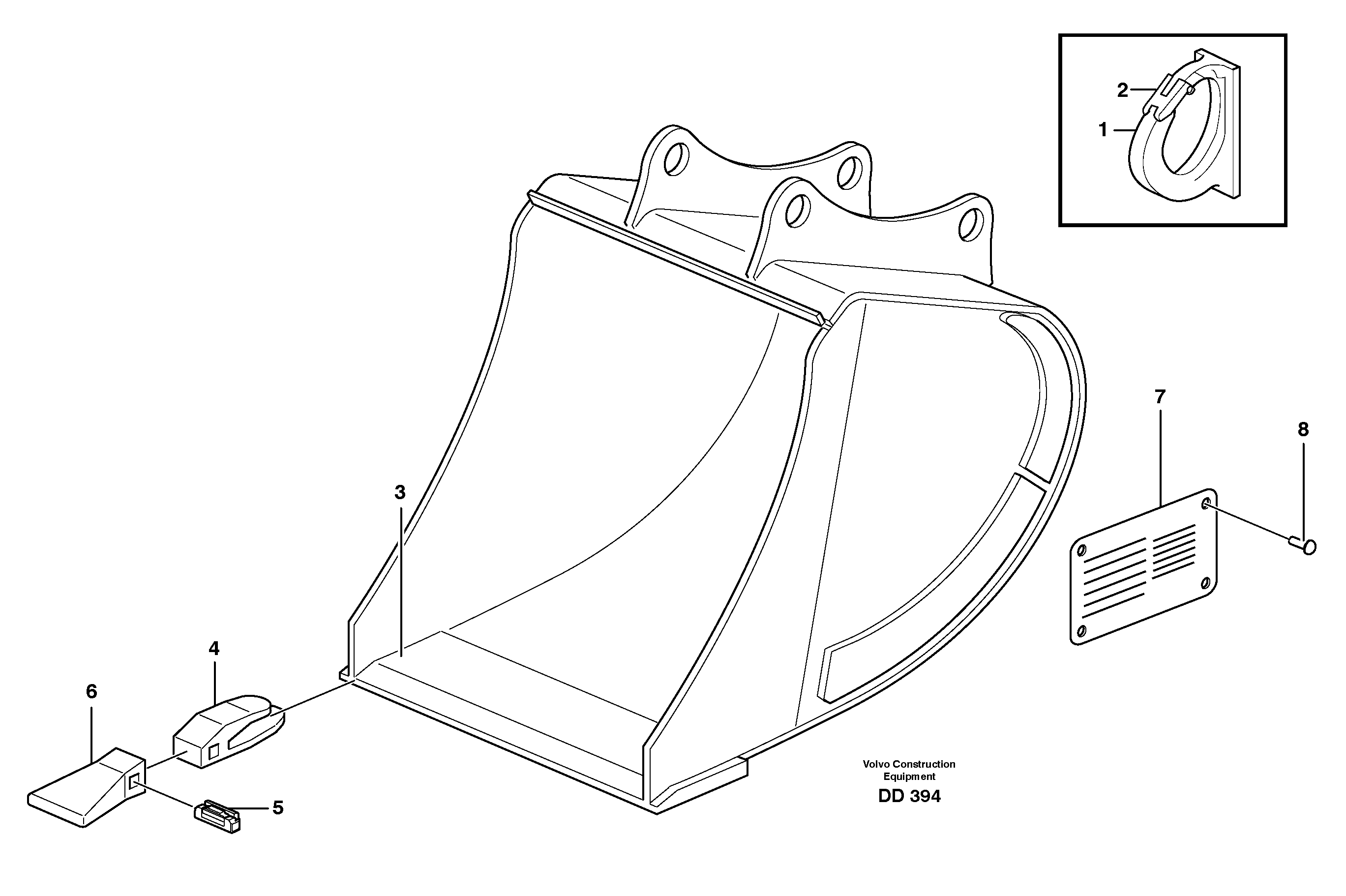 Схема запчастей Volvo EW150C - 28474 Buckets, direct fitting,combi Parts ATTACHMENTS ATTACHMENTS BUCKETS