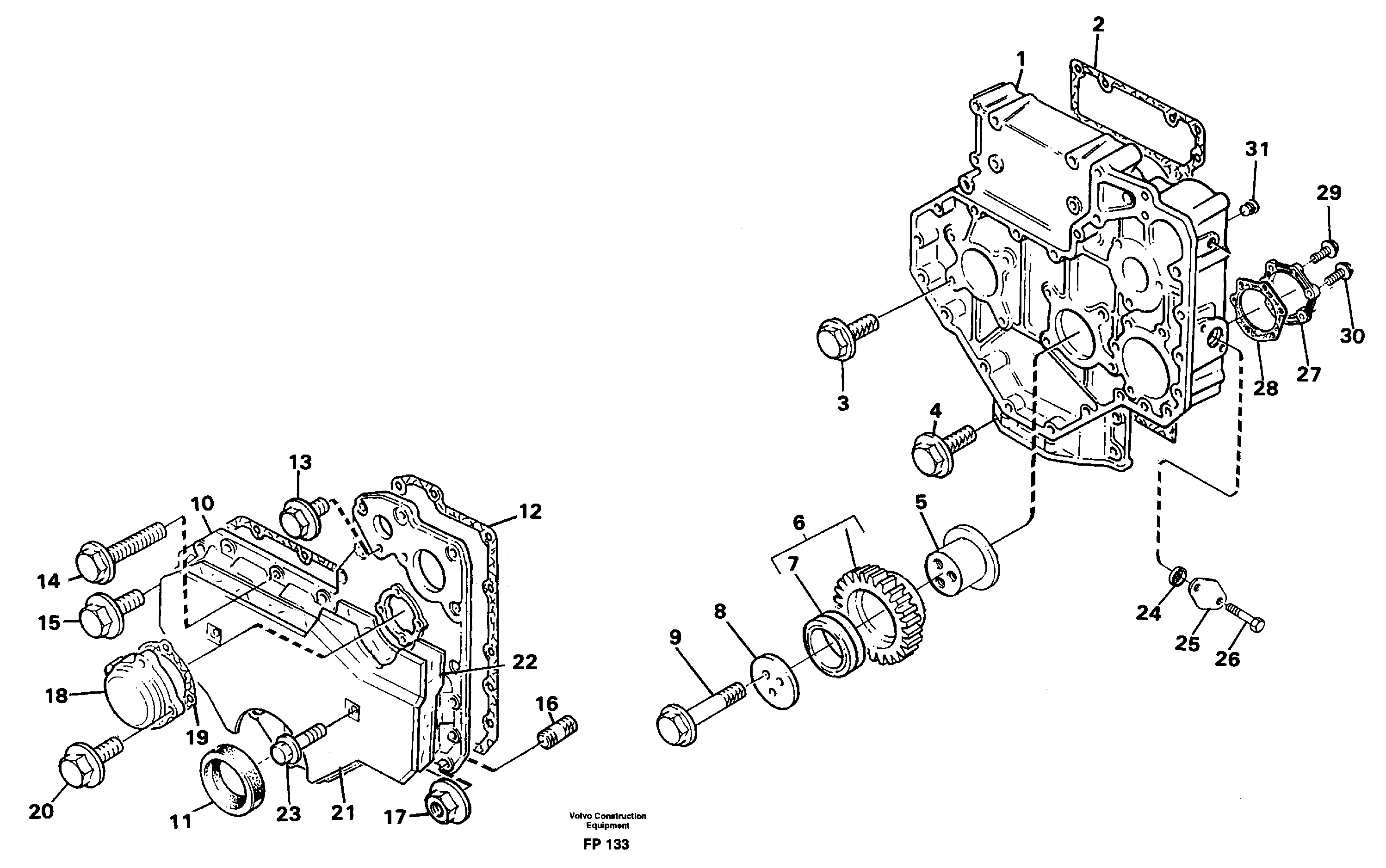 Схема запчастей Volvo EW150C - 88808 Timing gear casing EW150C ?KERMAN ?KERMAN EW150C SER NO - 688