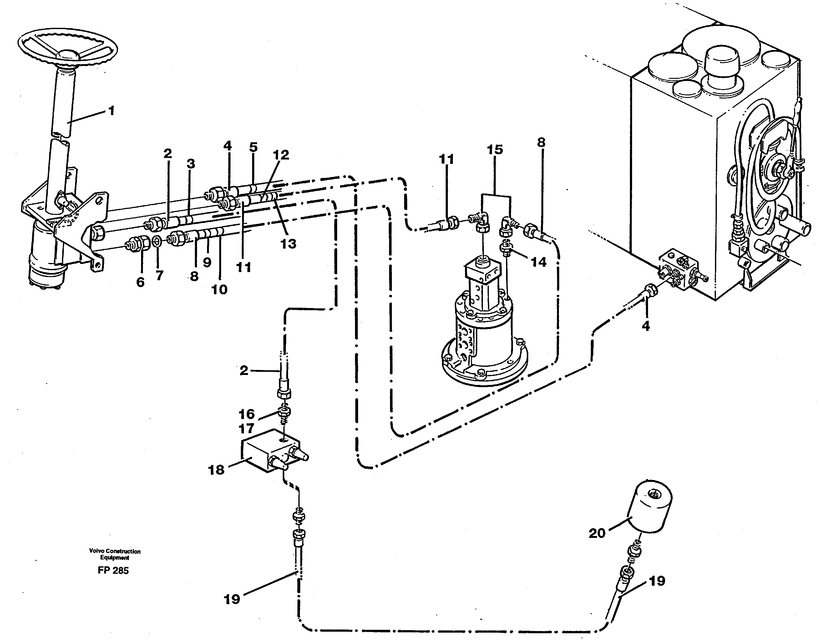 Схема запчастей Volvo EW150C - 11054 Steering system in superstructure EW150C ?KERMAN ?KERMAN EW150C SER NO - 688