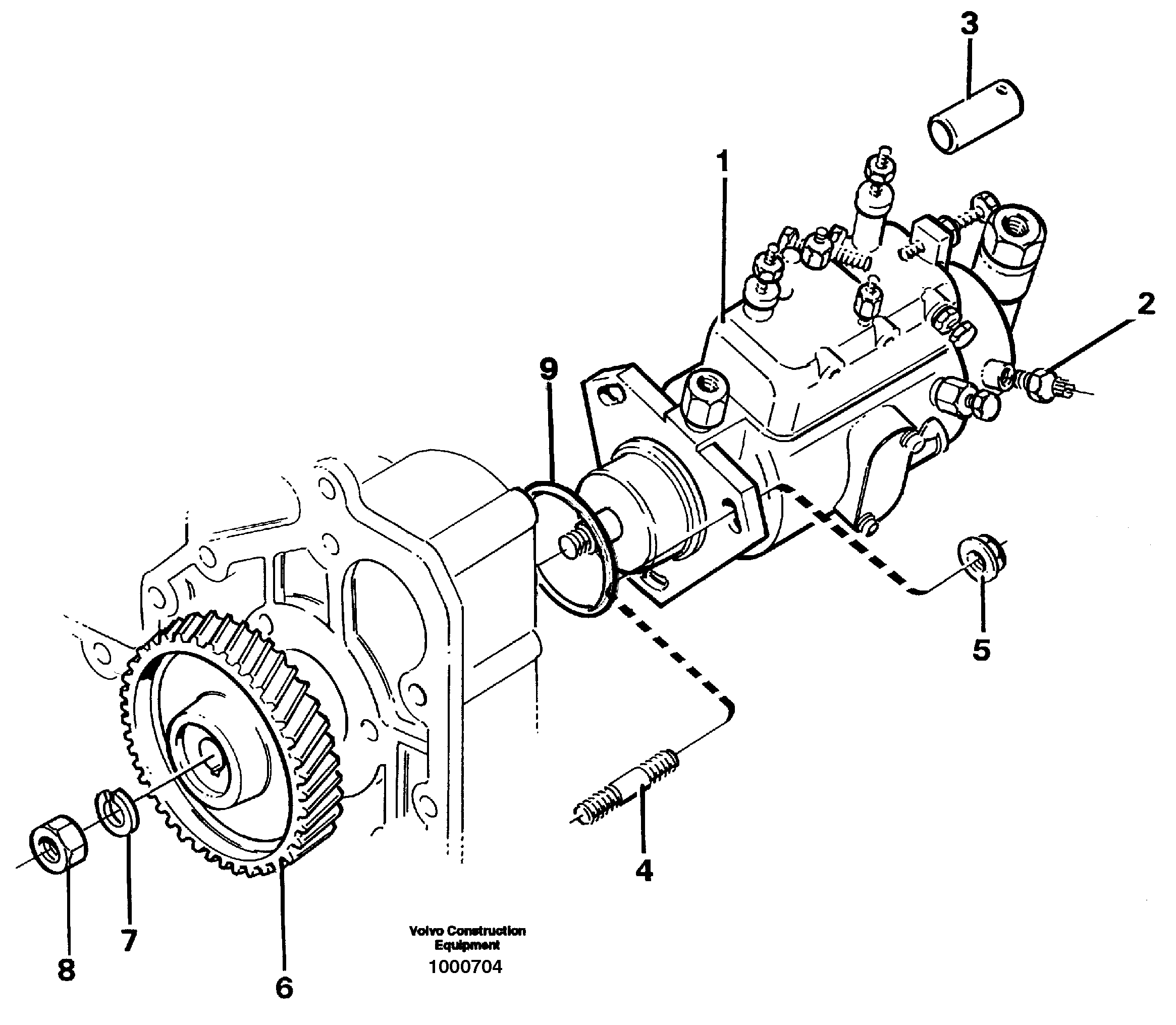 Схема запчастей Volvo EW150C - 82743 Injection pump with drive EW150C SER NO 689-