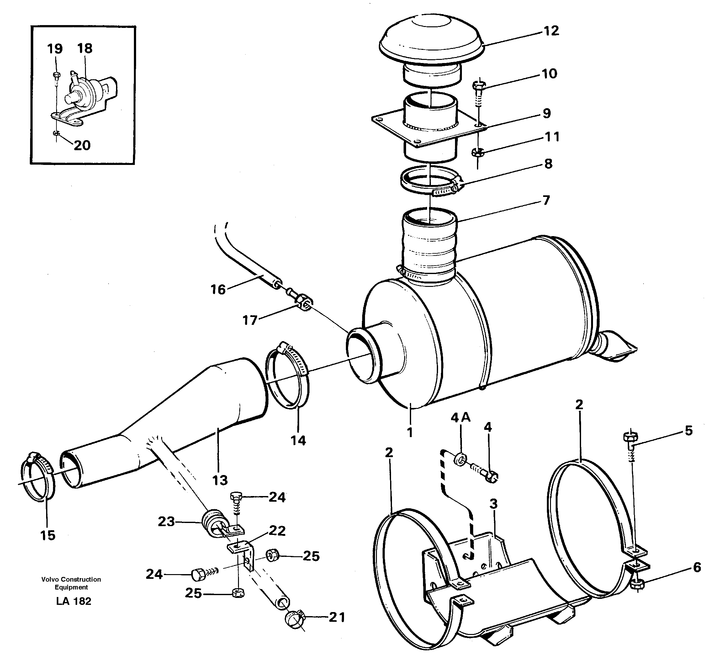 Схема запчастей Volvo EW150C - 43865 Air filter, mounting EW150C SER NO 689-